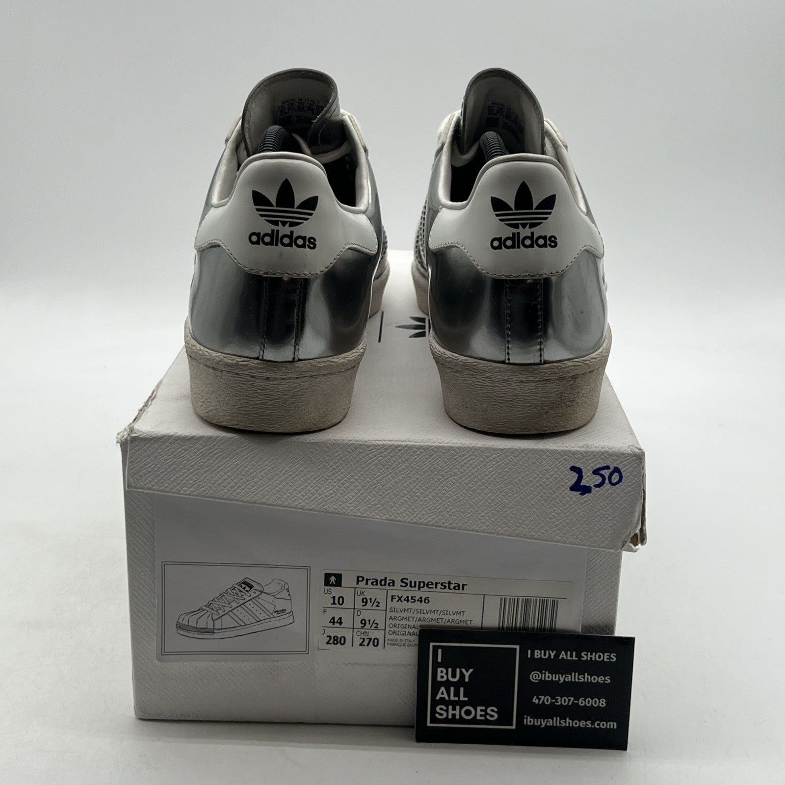Size 10 - adidas Prada x Superstar Silver Metallic (FX4546)
