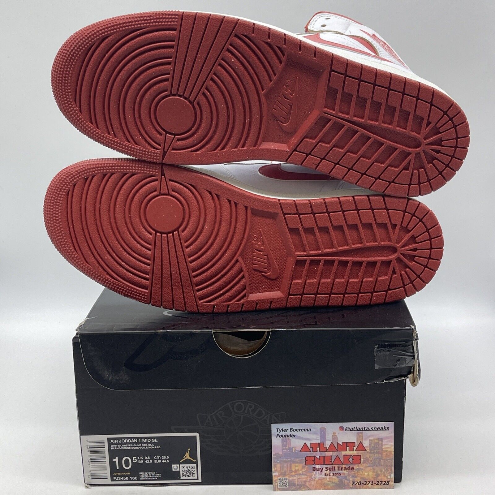Size 10.5 - Air Jordan 1 Mid SE White Dune Red Leather (FJ3458-160)