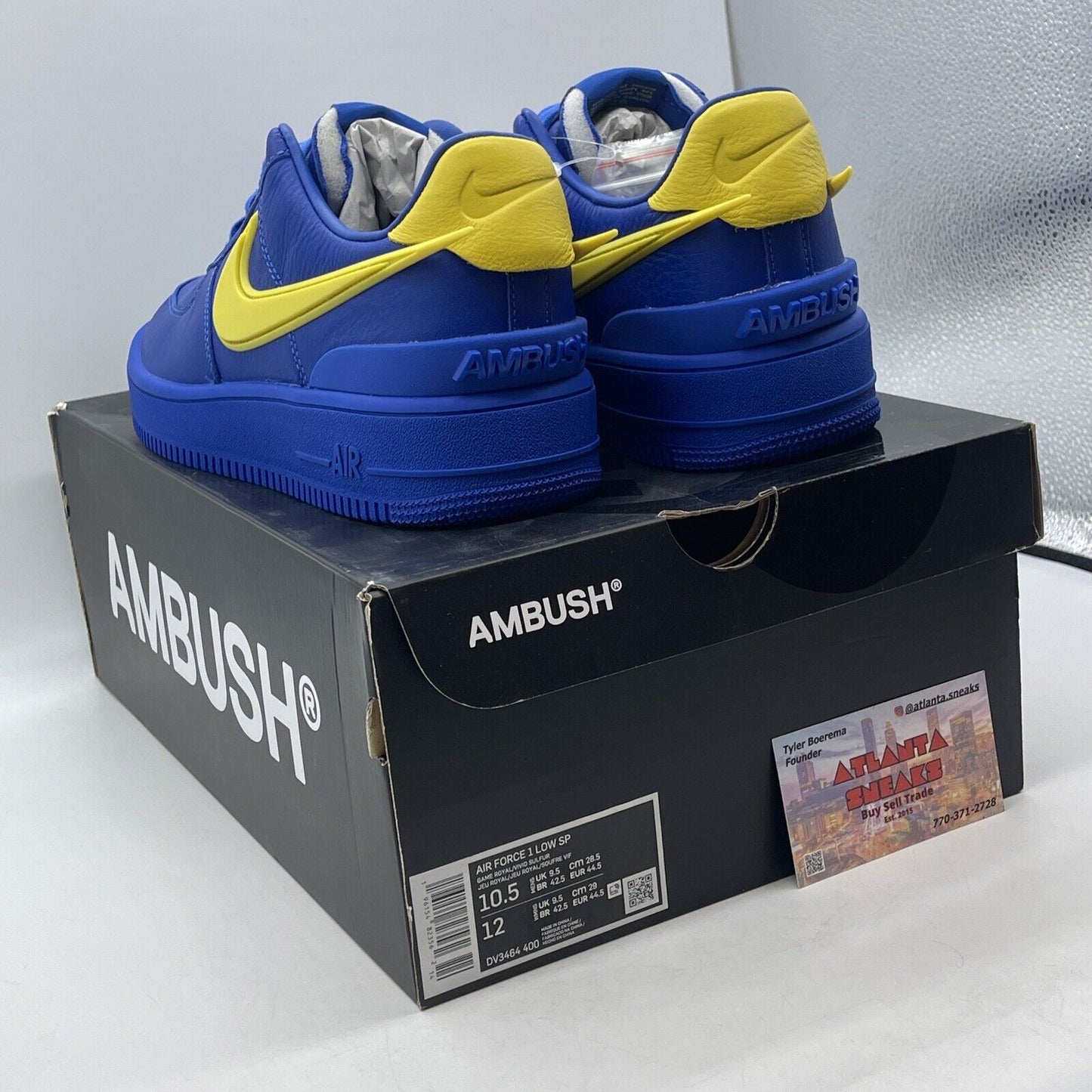 Size 10.5 - Nike AMBUSH x Air Force 1 Low Game Royal Blue Yellow (DV3464-400)