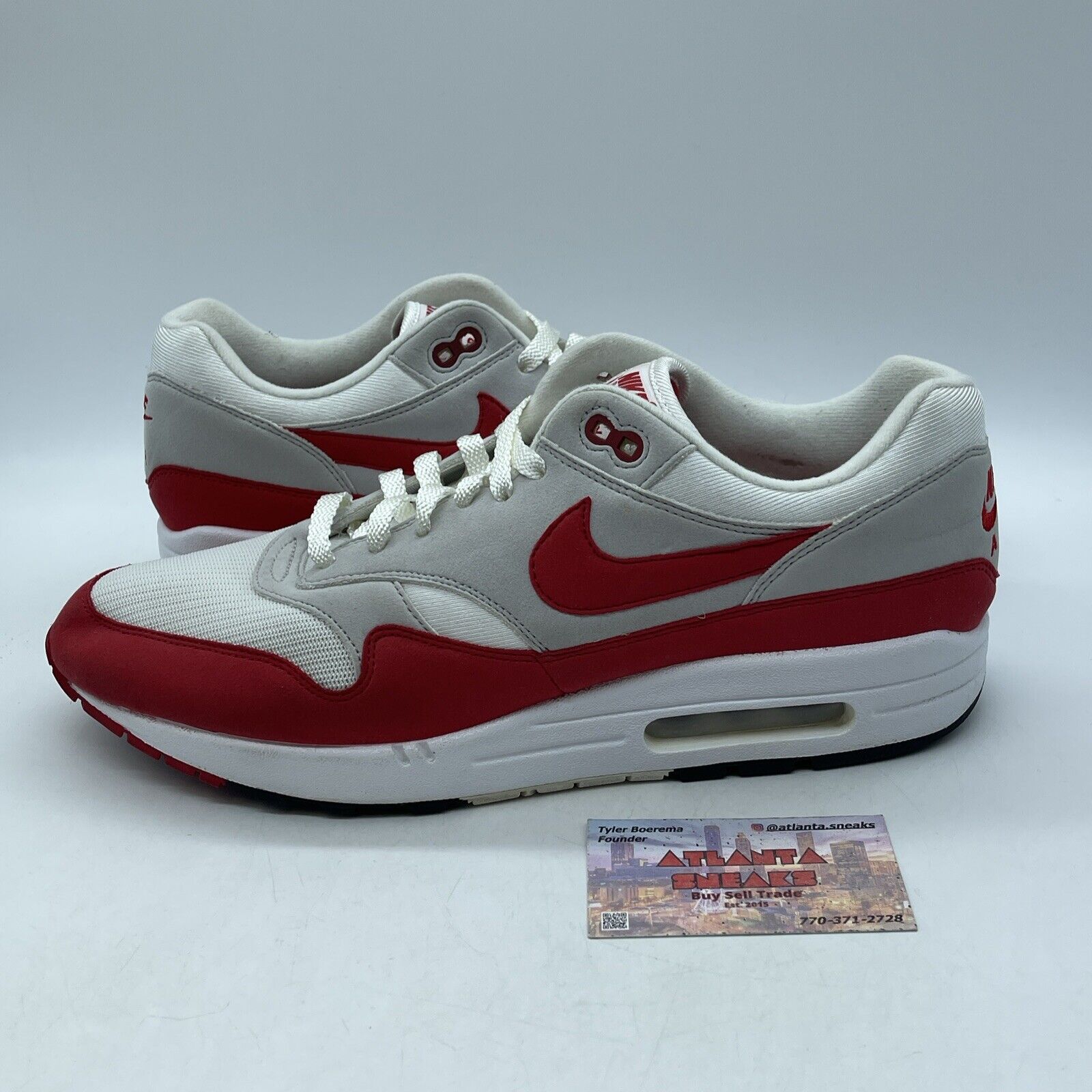 Size 12 - Nike Air Max 1 OG Anniversary 2017 Re-Release Red Suede (908375-103)