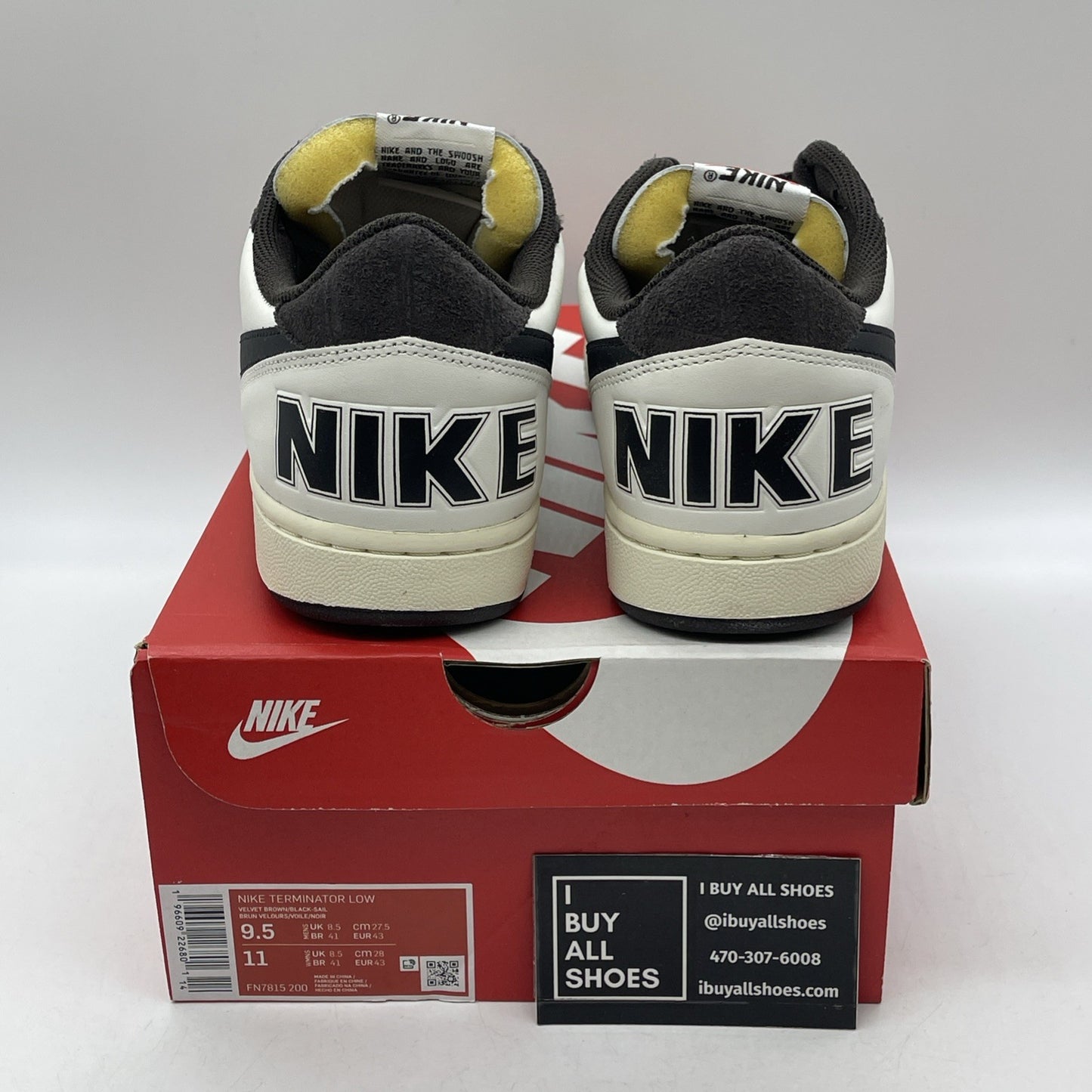 Size 9.5 - Nike Terminator Low Velvet Brown Croc Suede Leather (FN7815-200)