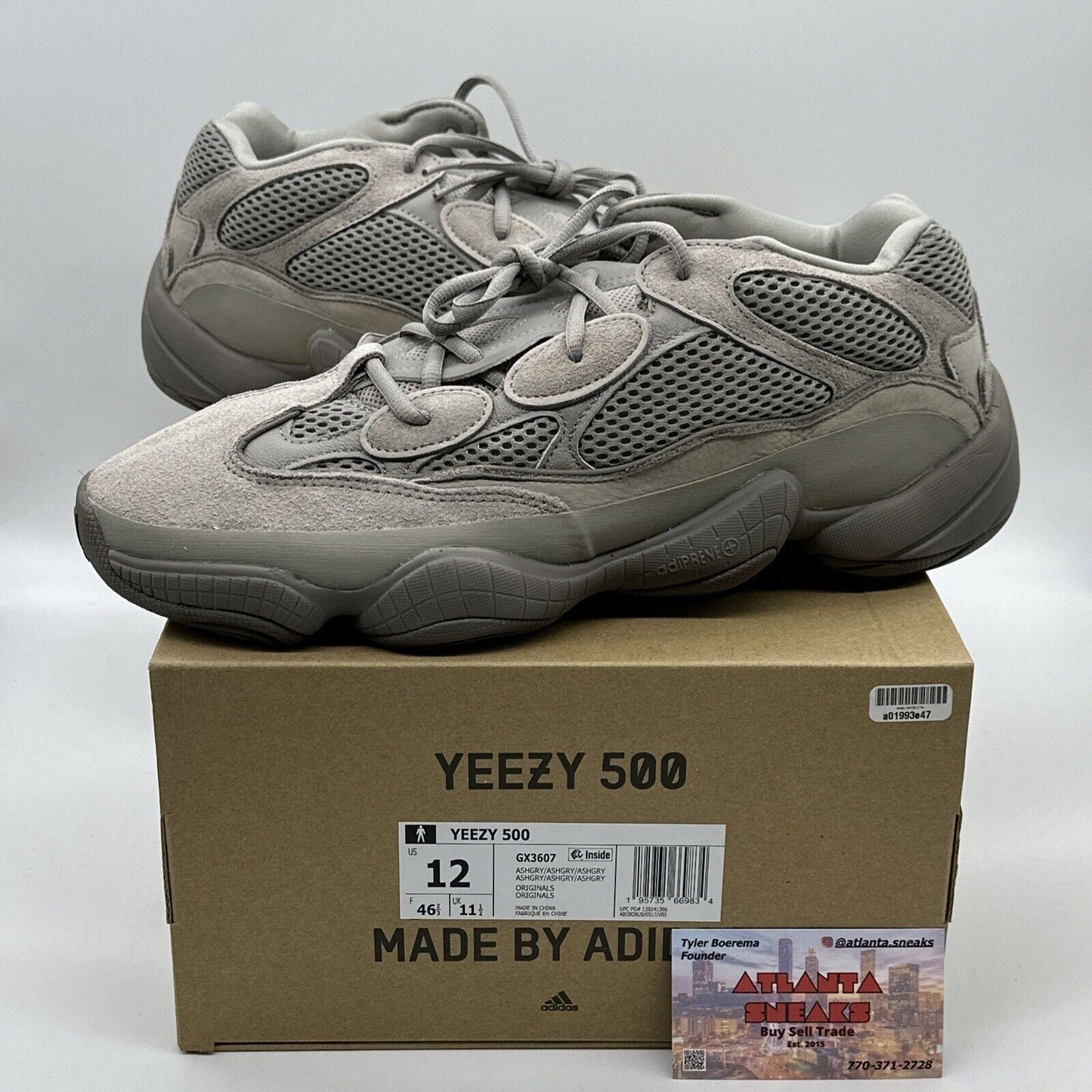 Size 12 - adidas Yeezy 500 Ash Gray - GX3607 Brand New Suede & Mesh OG All