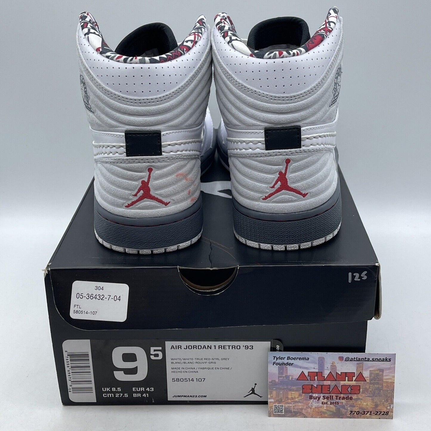 Size 9.5 - Air Jordan 1 Retro '93 BuGS Bunny White Suede Leather (580514-107)