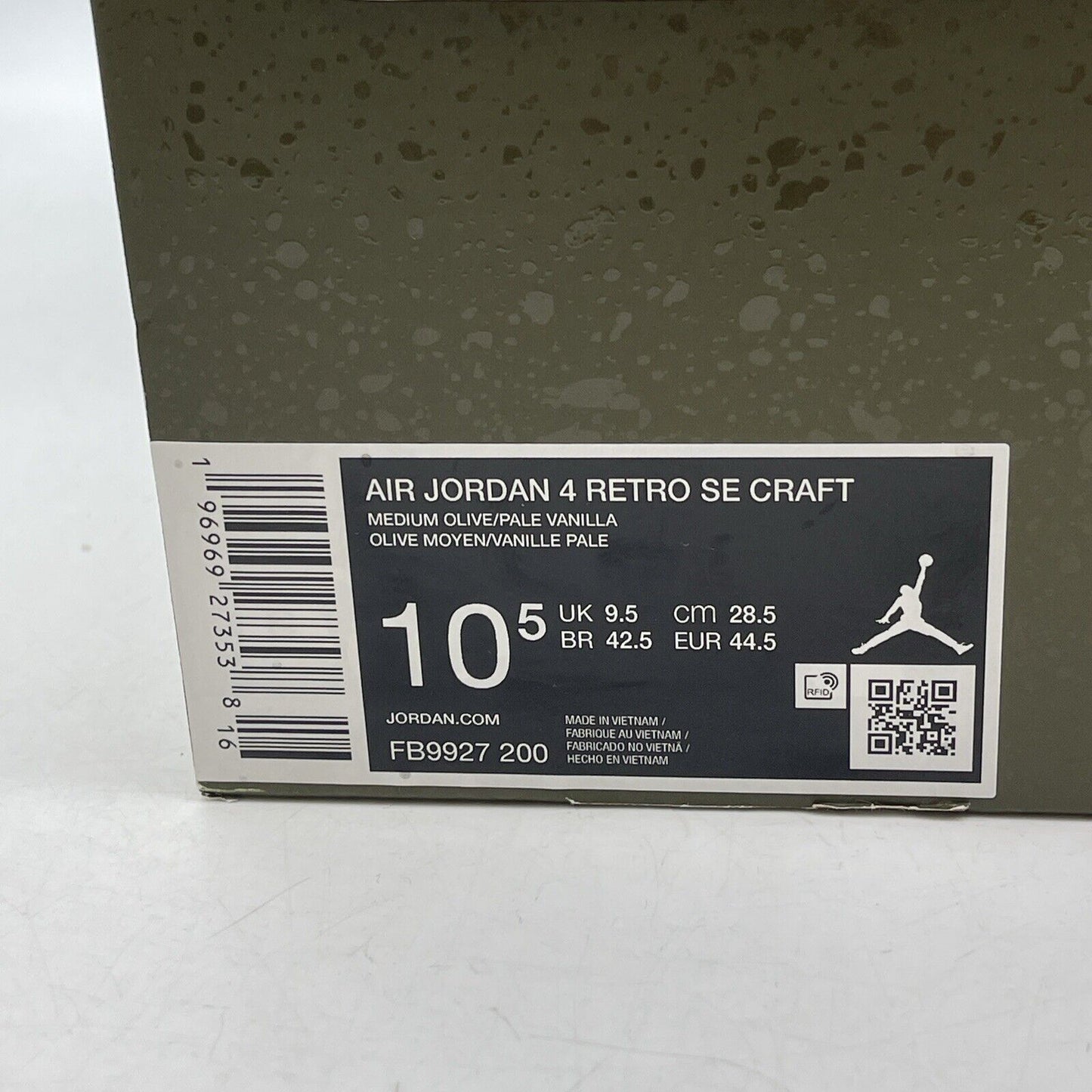 Size 10.5 - Jordan 4 SE Retro Low Craft - Olive Black Suede White (FB9927-200)