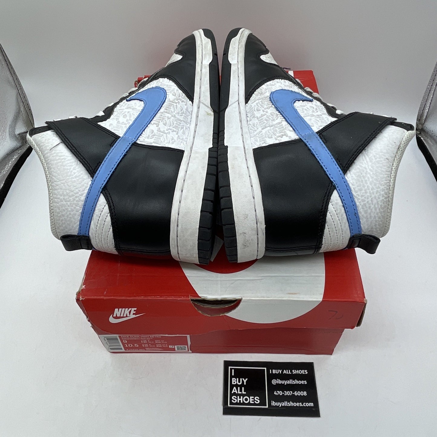 Size 9 - Nike Dunk High EMB 'University Blue' White Leather (FJ4210-001)