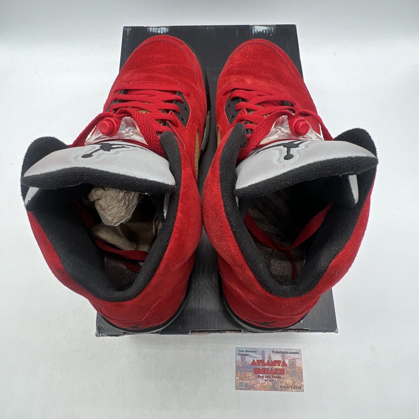 Size 13 - Air Jordan 5 Retro Raging Bull Red Suede Black Grey (136027-601)