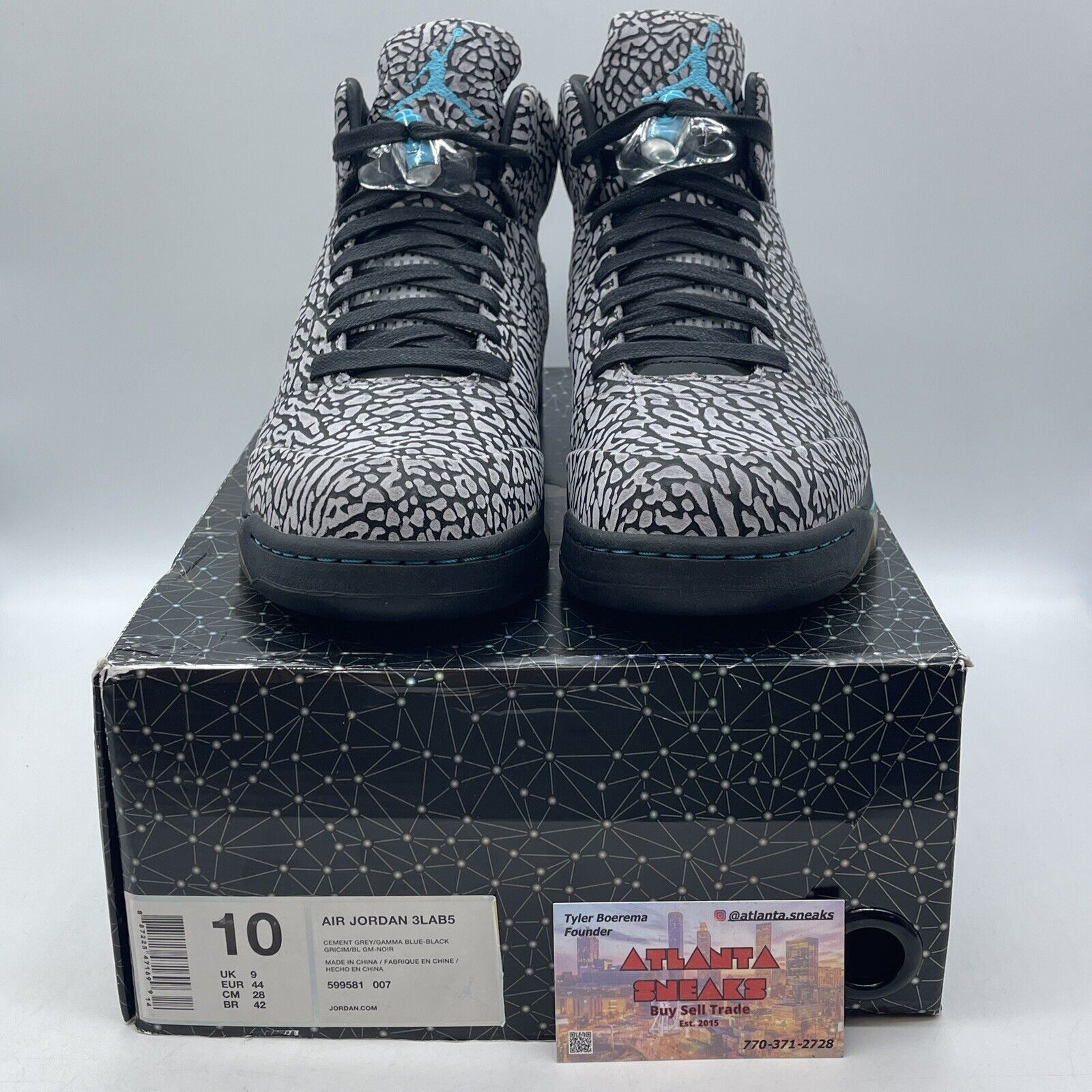 Size 10 - Air Jordan 5 Retro 3Lab5 Black Grey Blue Suede (599581-007)