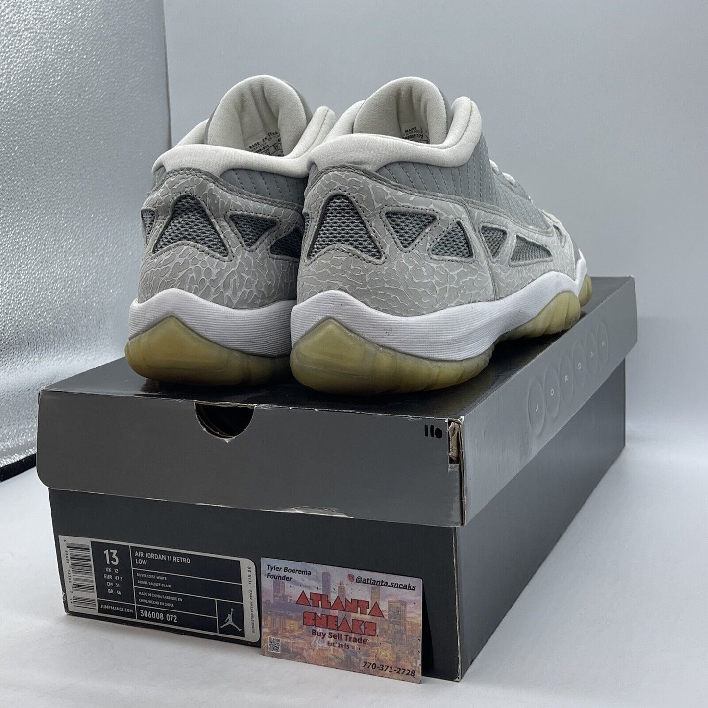 Size 13 - Air Jordan 11 Low Silver White Suede Leather (306008-072)