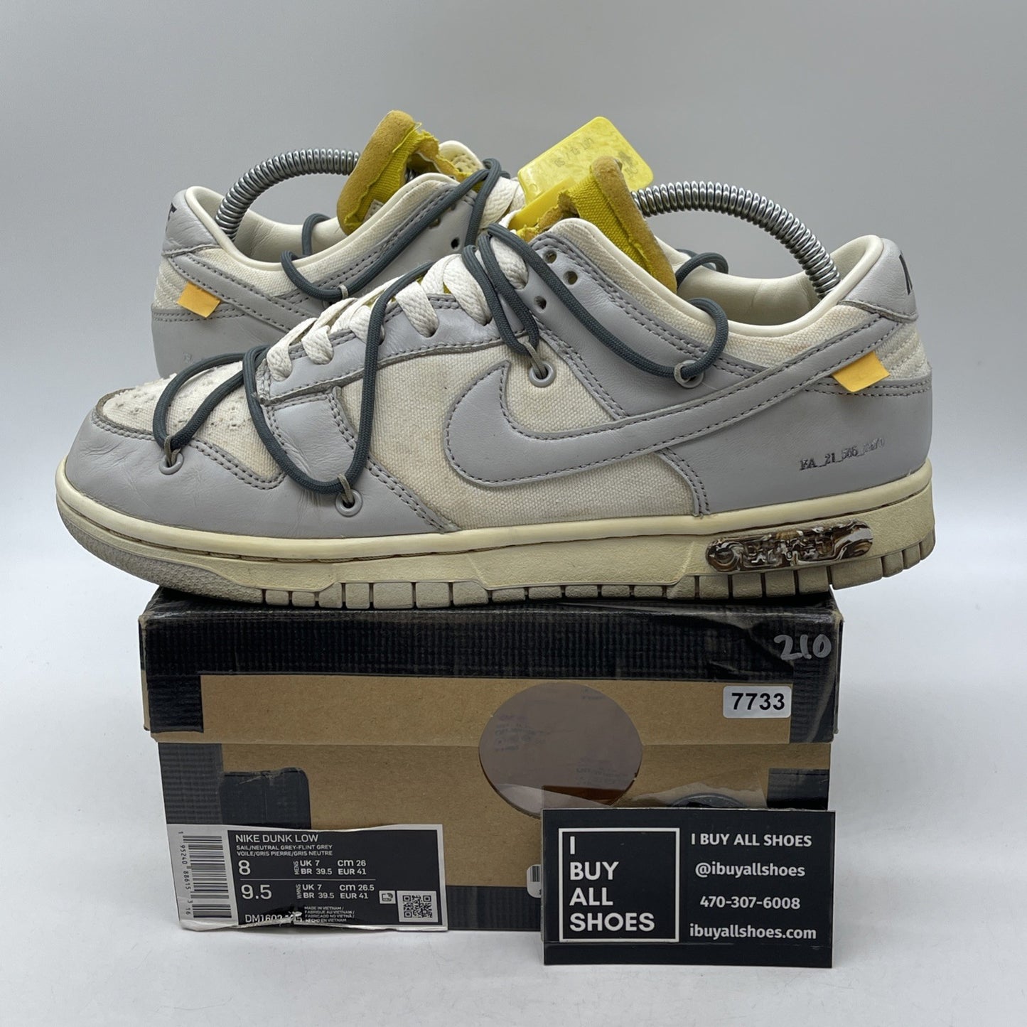 Size 8 - Nike Off-White x Dunk Low Lot 41 of 50 Grey Leather (DM1602-105)