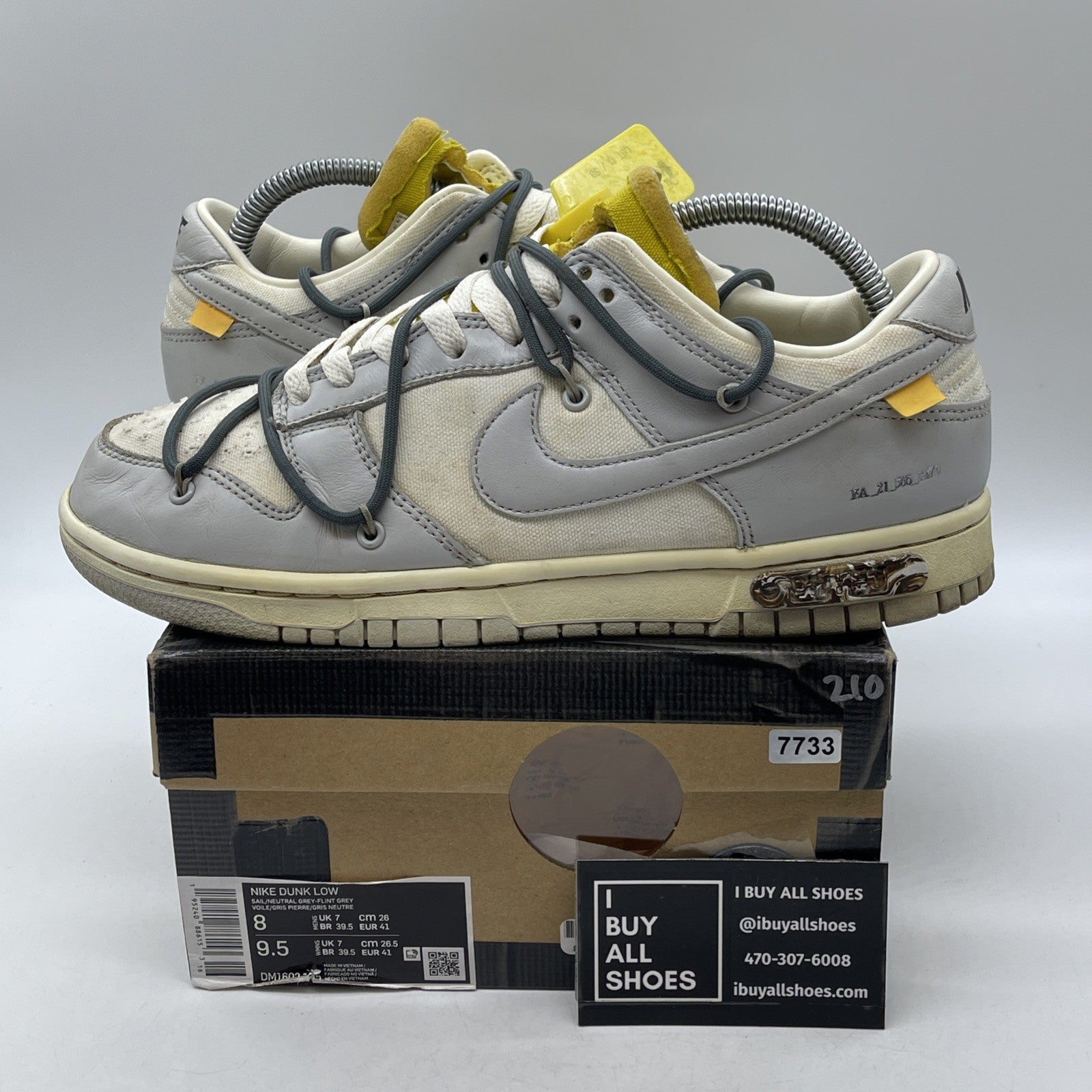 Size 8 - Nike Off-White x Dunk Low Lot 41 of 50 Grey Leather (DM1602-105)