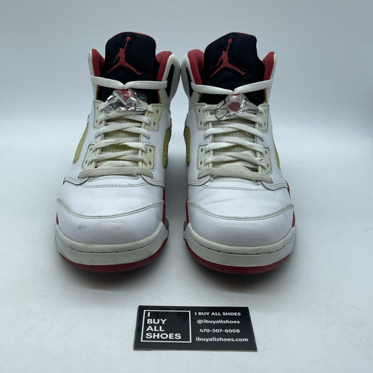 Size 10.5 - Air Jordan 5 Retro 2013 Fire Red White Black Leather (136027-120)
