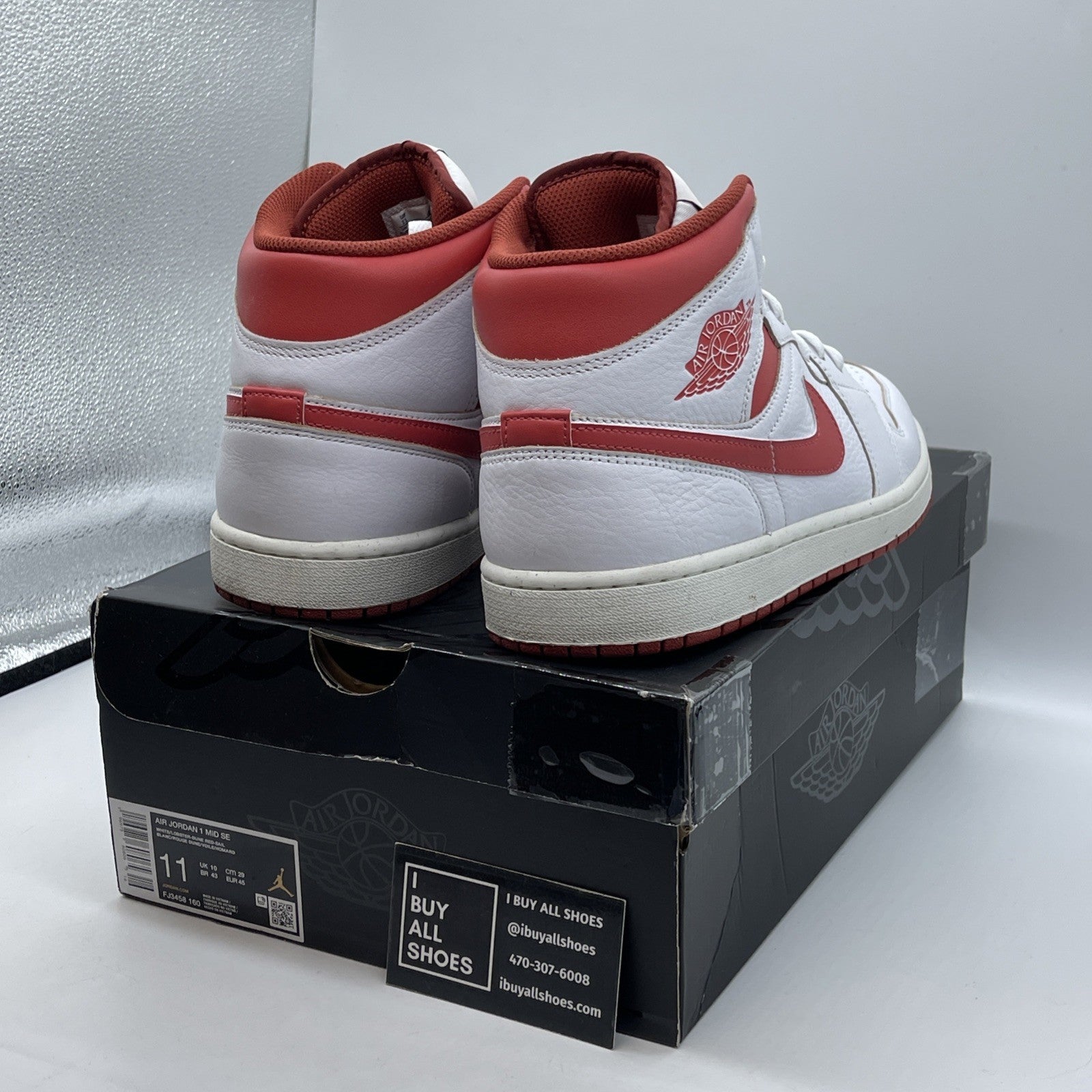 Size 11 - Air Jordan 1 Mid White Dune Red White Red Leather (FJ3458-160)