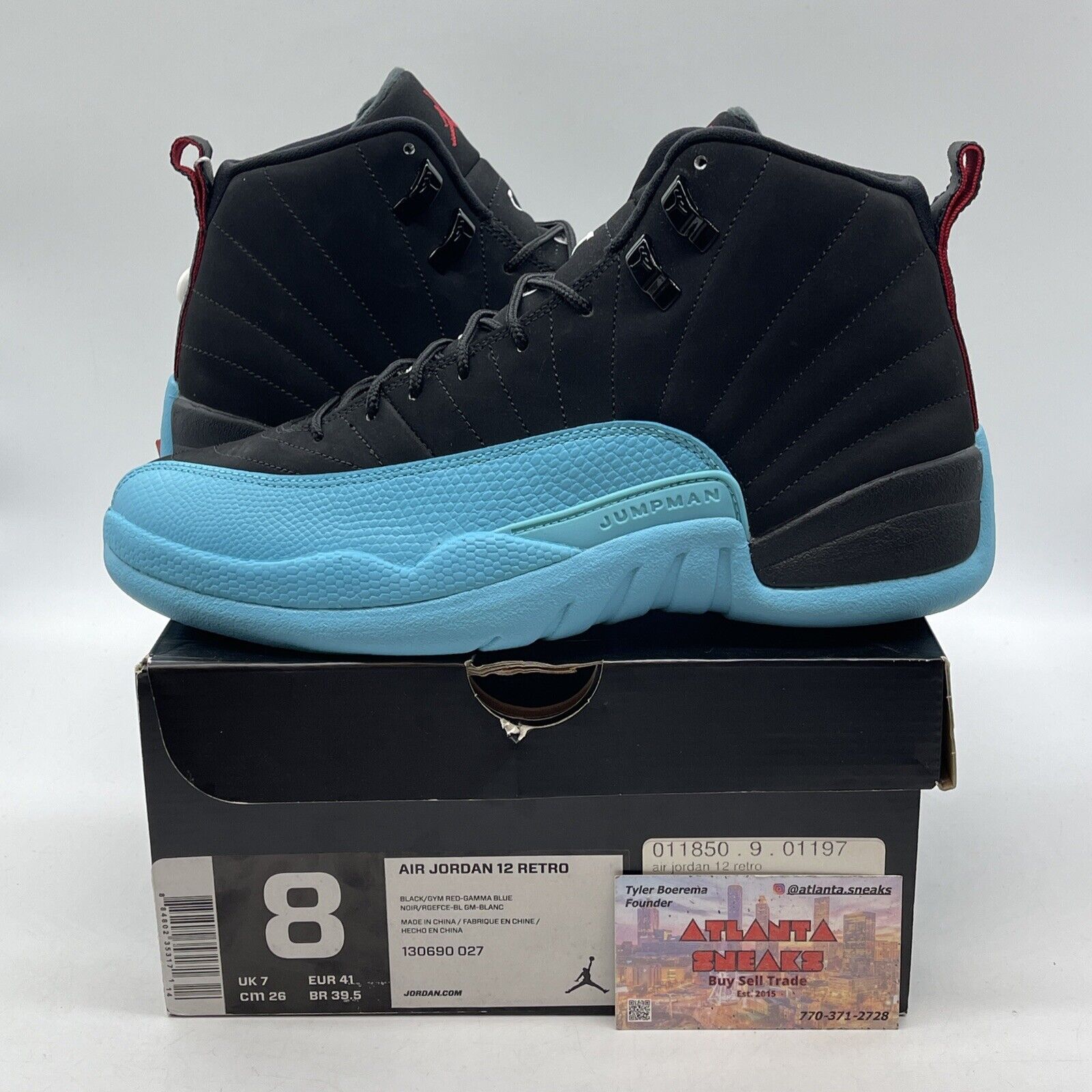 Size 8 - Air Jordan 12 Retro Gamma Blue Leather Black Suede (130690-027)