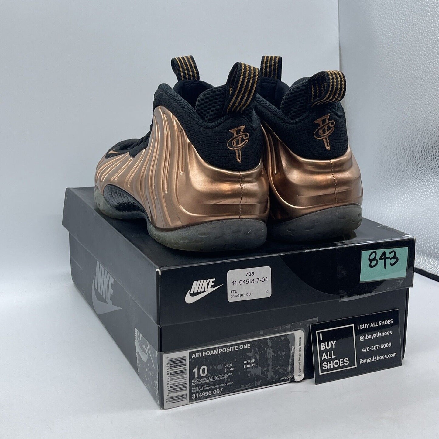 Size 10 - Nike Air Foamposite One 2017 Copper Black Suede (314996-007)