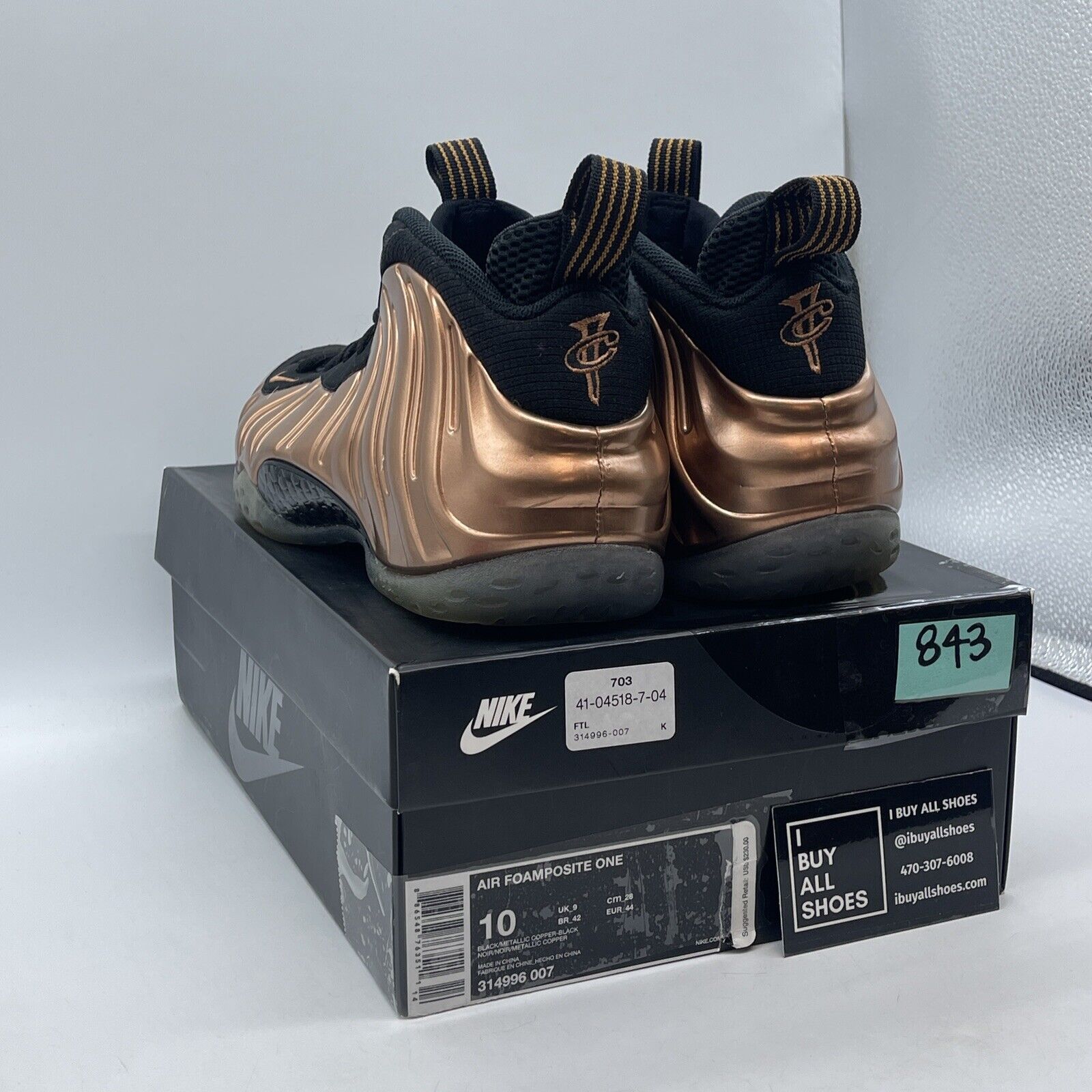 Size 10 - Nike Air Foamposite One 2017 Copper Black Suede (314996-007)