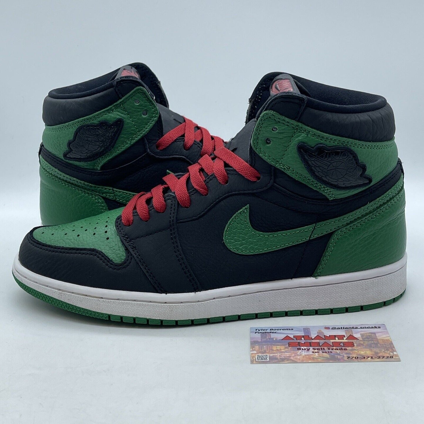 Size 9.5 - Jordan 1 Retro OG High Pine Green 2.0 Black Red (555088-030)