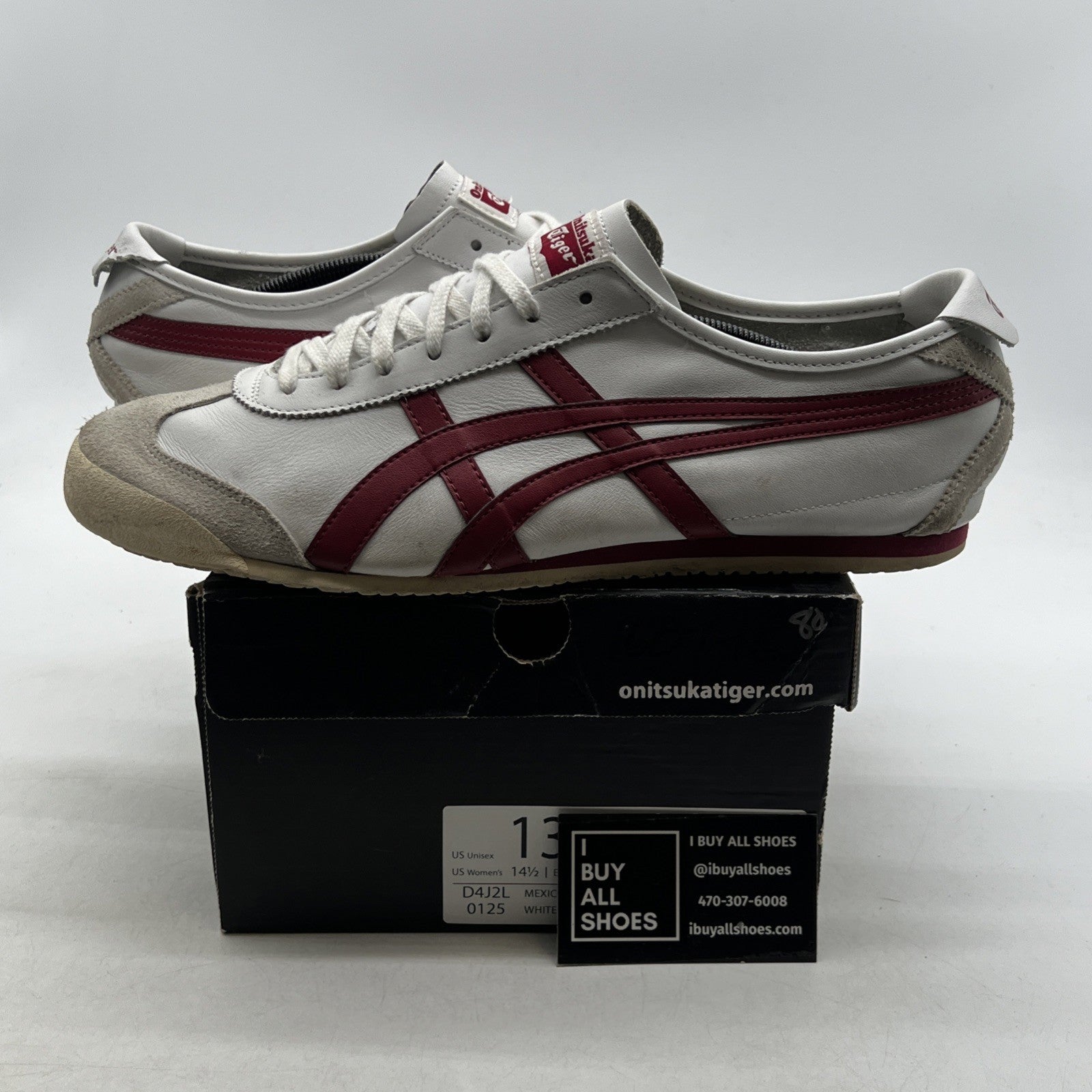 Size 13 - Asics Onitsuka Tiger Mexico 66 'Beige/Red' Unisex Sneakers (D4J2L)
