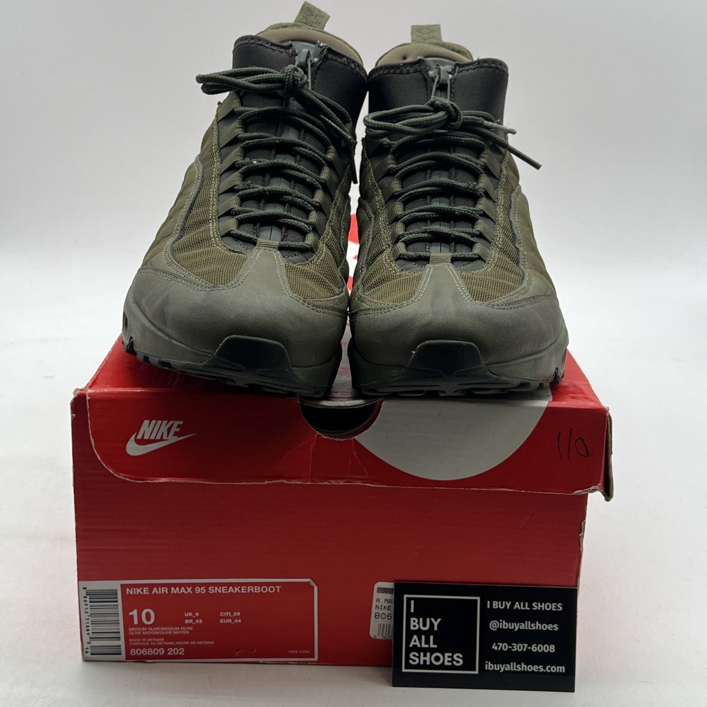 Size 10 - Nike Air Max 95 Sneakerboot Medium Olive (806809-202)