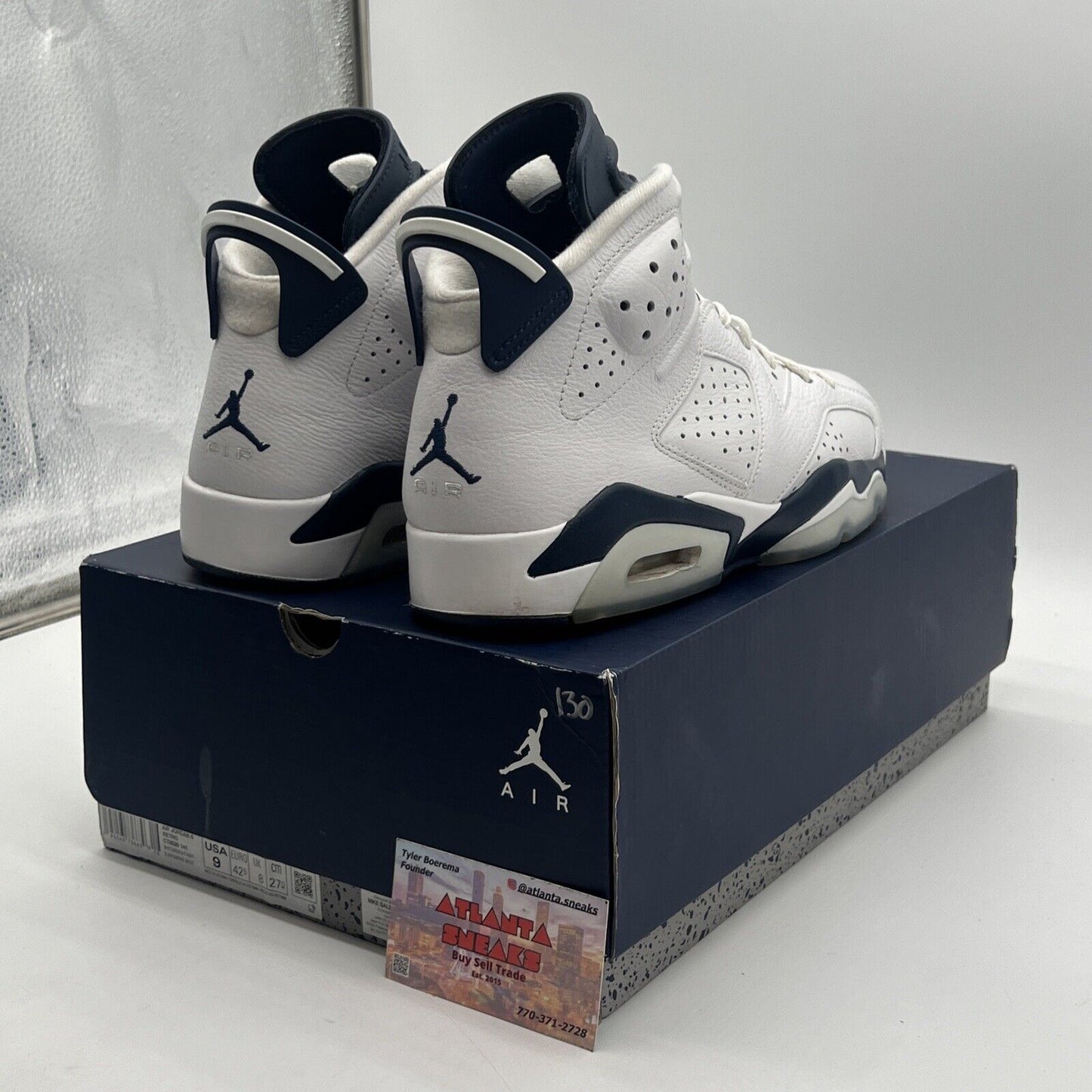 Size 9 - Jordan 6 Retro Midnight Navy White Leather (CT8529-141)