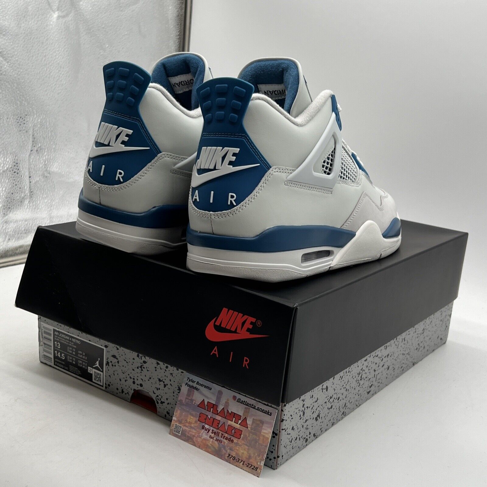 Size 13 - Air Jordan 4 Retro 2024 Military Blue White Leather (HF4281-141)