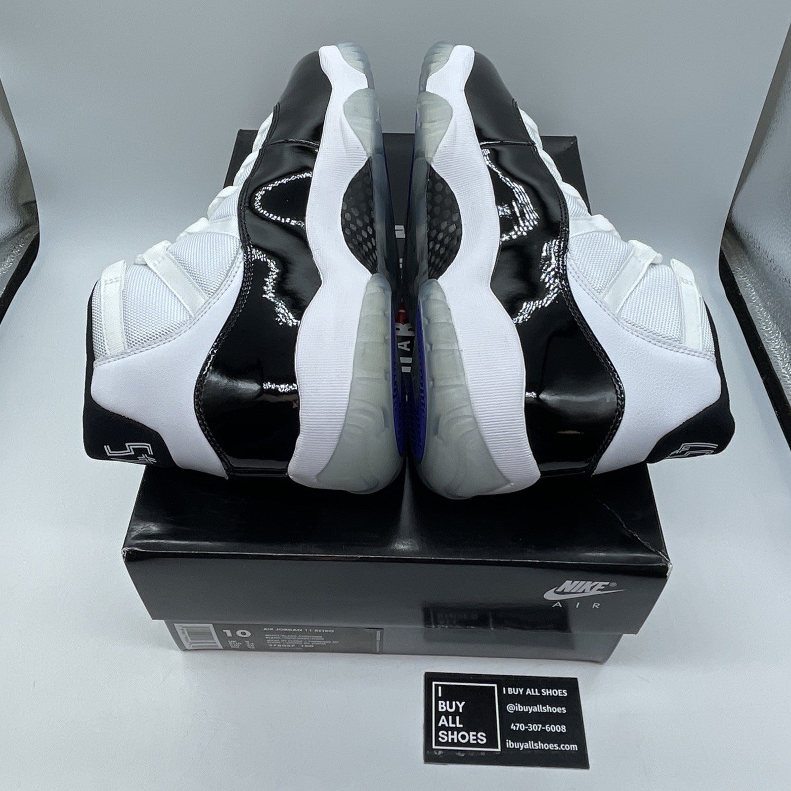 Size 10 - Jordan 11 Retro High Concord White Black Suede Leather (378037-100)
