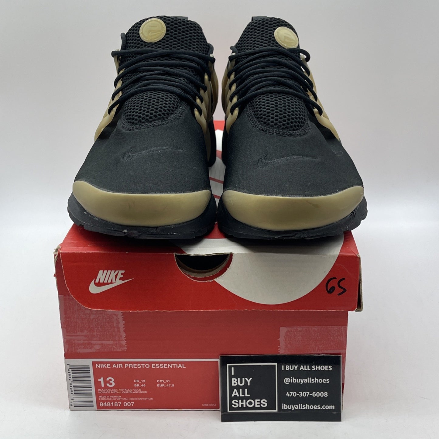 Size 13 - Nike Air Presto Essential Metallic Gold Black Suede (848187-007)
