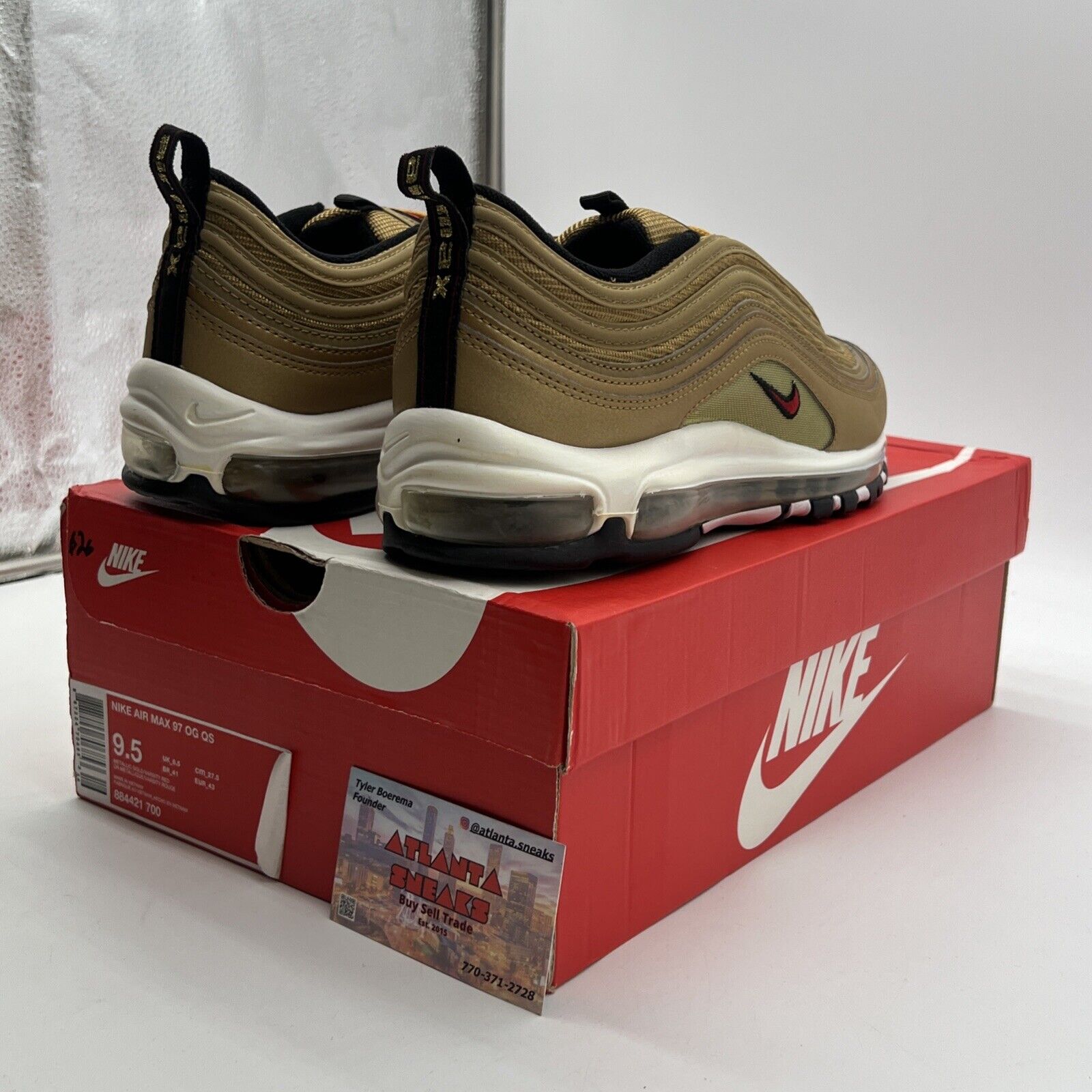 Size 9.5 - Nike Air Max 97 OG QS Metallic Gold (884421-700)