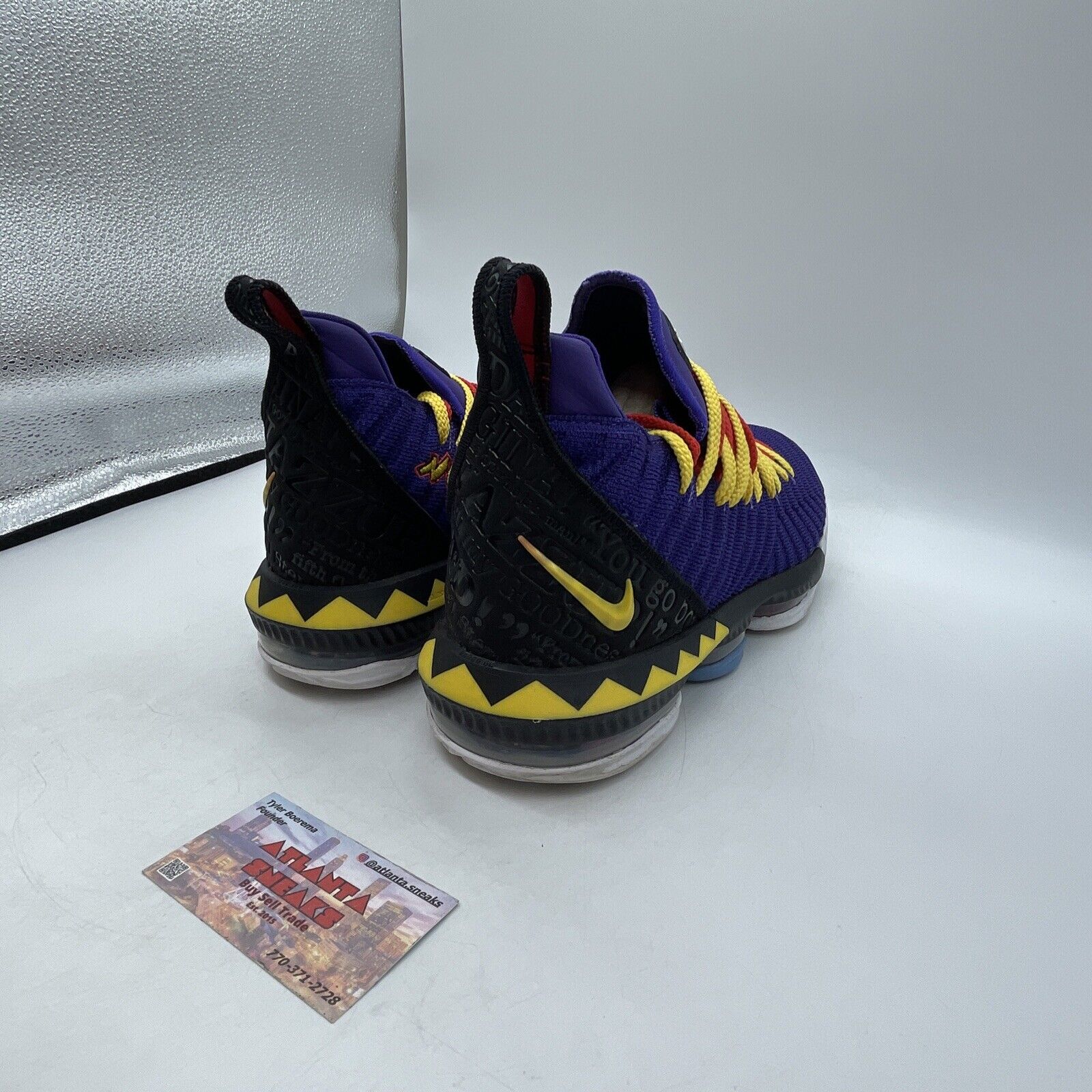 Size 9.5 - Nike LeBron 16 Martin Purple Yellow Red White Black (CI1520-500)