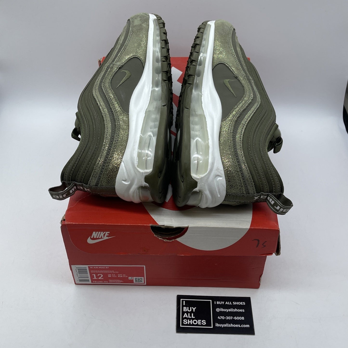 Size 12W - Nike Air Max 97 Medium Olive Suede Leather (FB1289-201)