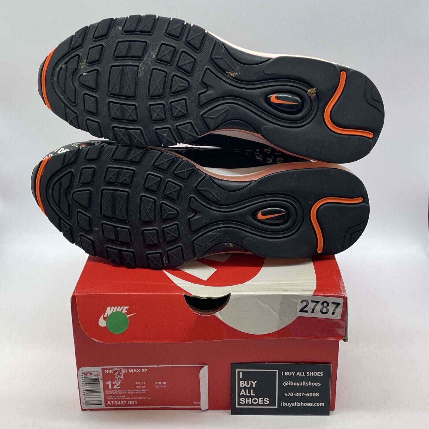 Size 12 - Nike Air Max 97 Just Do It Black White Red Suede Leather  (AT8437-001)