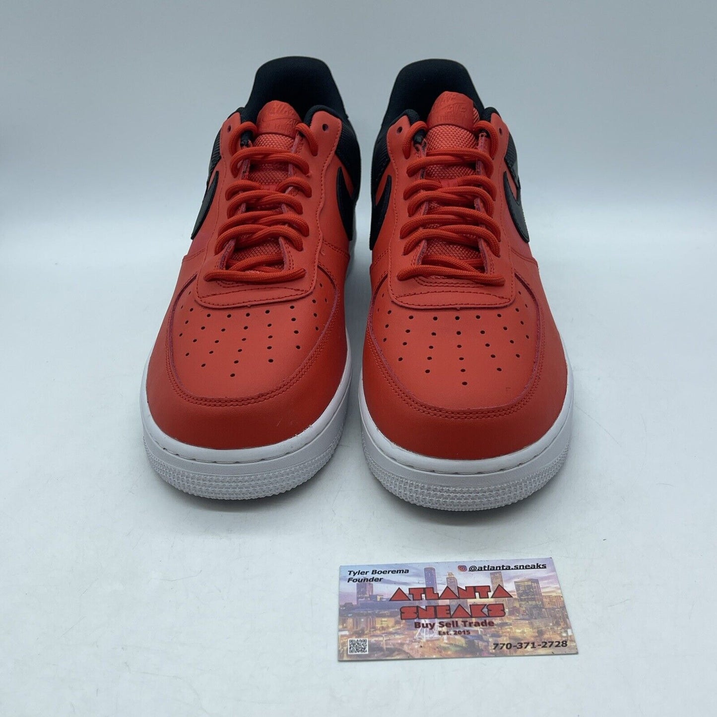 Size 11.5 - Nike Air Force 1 '07 Low Habanero Red Black Leather (AV8362-600)