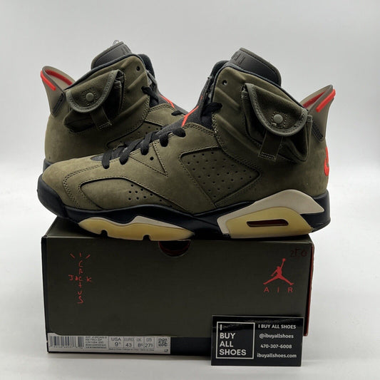 Size 9.5 - Air Jordan 6 Retro x Travis Scott Mid Olive (CN1084-200)