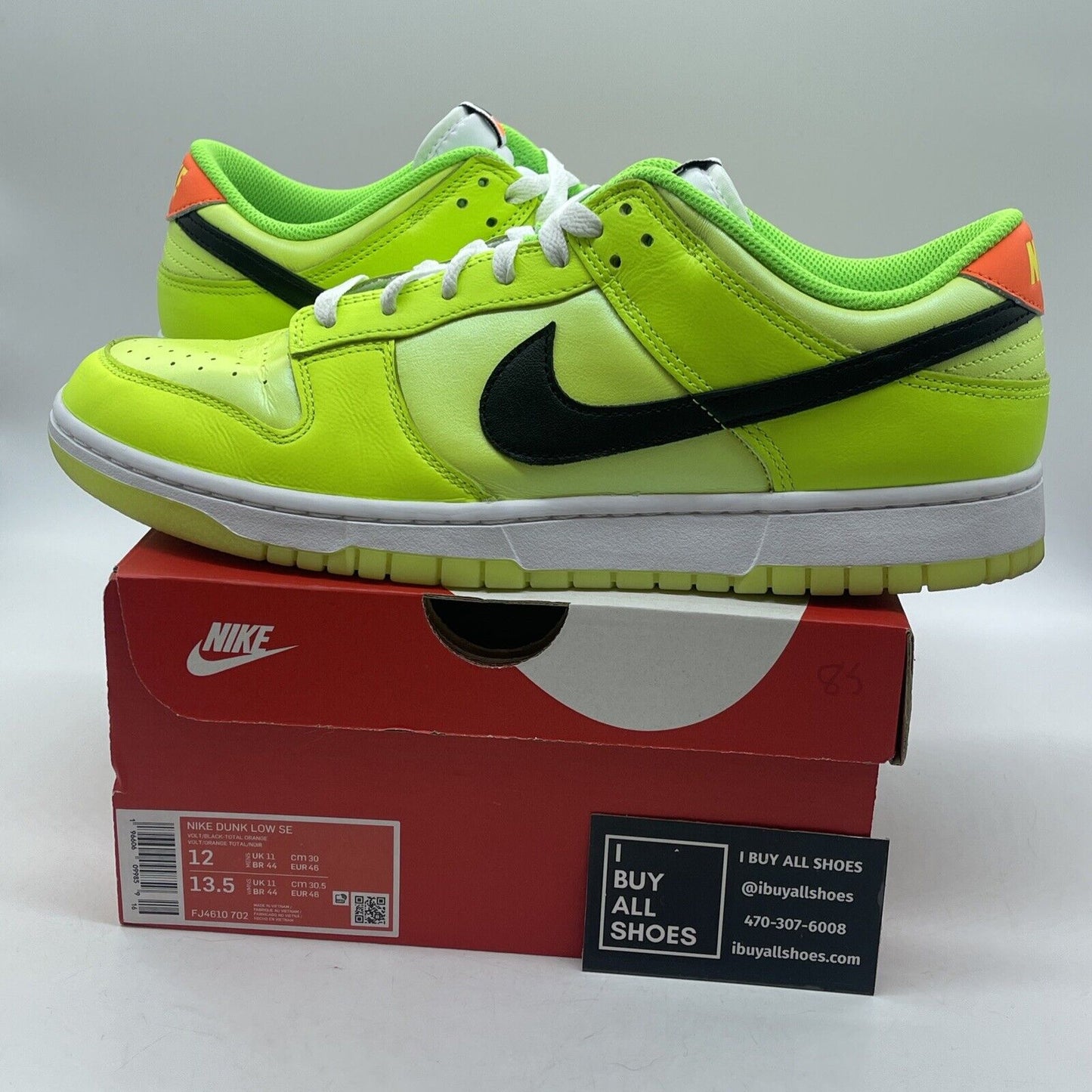Size 12 - Dunk Low Volt Yellow Green White Orange Leather (FJ4610-702)