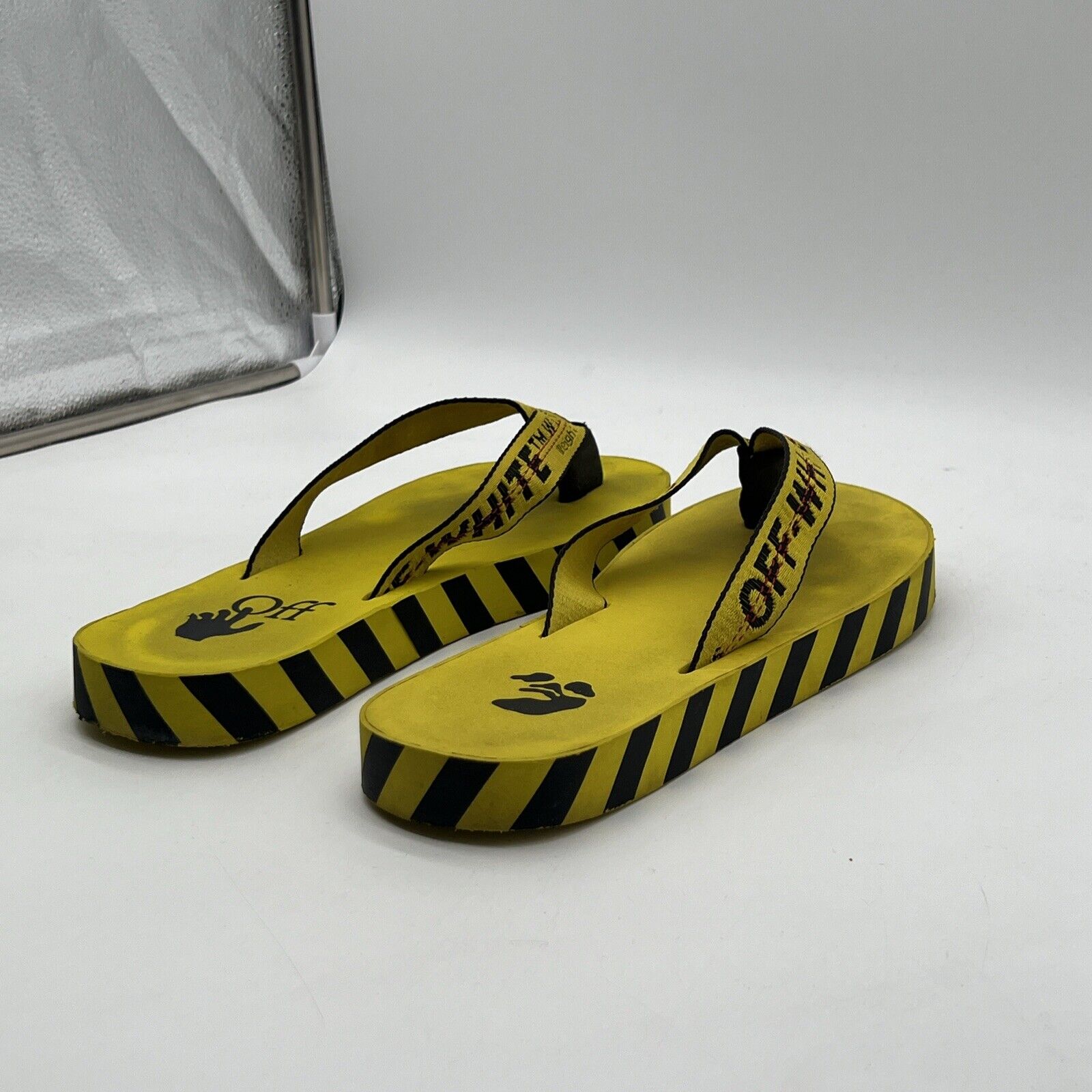 Size 12 - Off-White Men's Yellow Industrial Logo Flip Flop