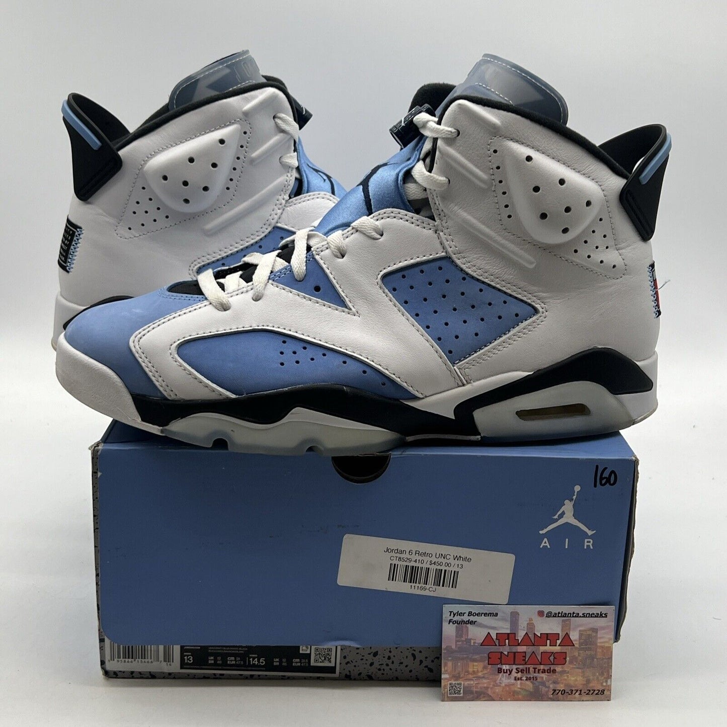 Size 13 - Jordan 6 Retro Mid UNC Home White Blue Leather Suede (CT8529-410)