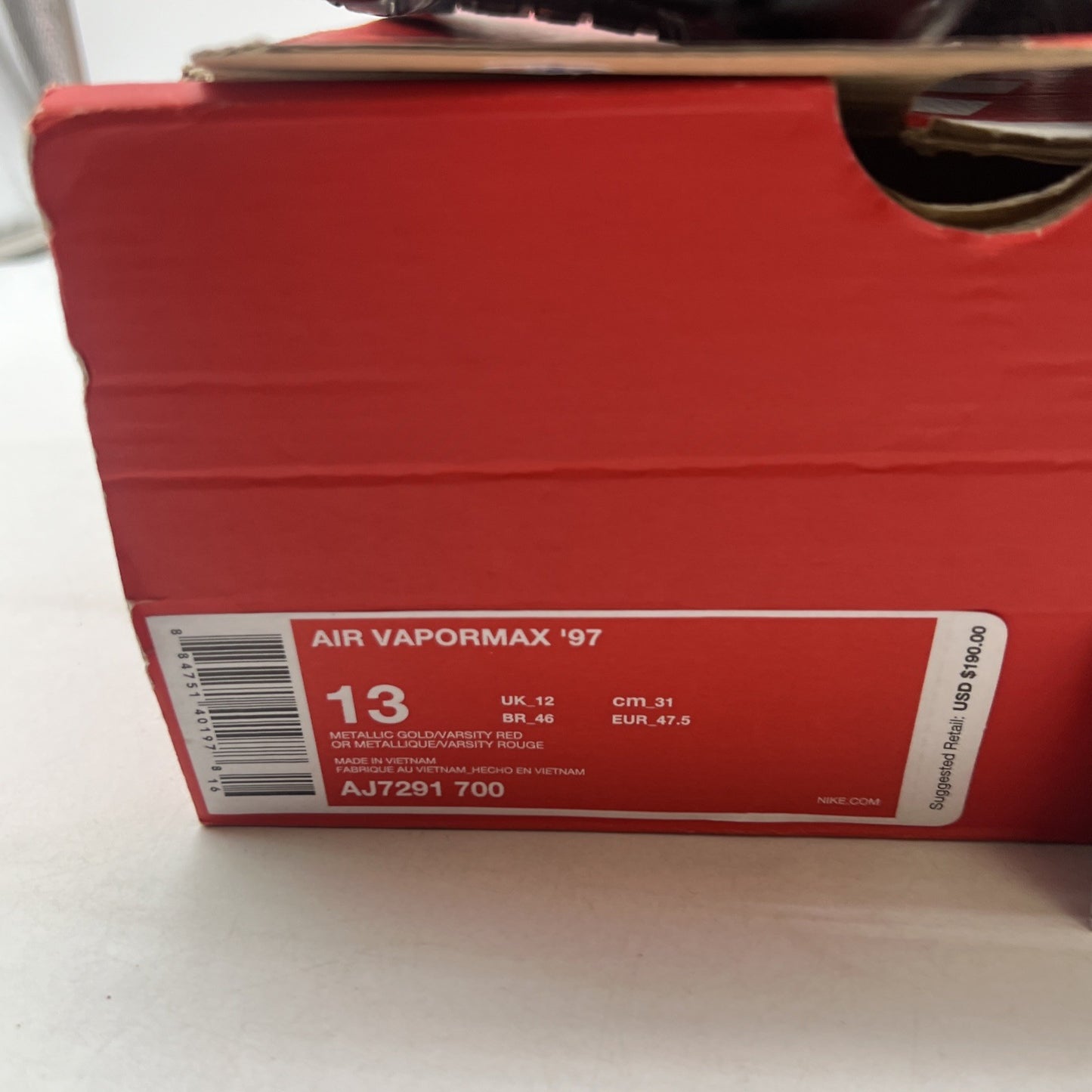 Size 13 - Nike Air Vapormax 97 Metallic Gold (AJ7291-700)