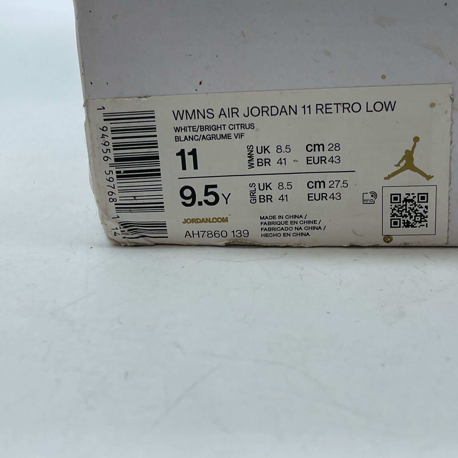 Size 11W - Air Jordan 11 Retro Low Bright Citrus White Leather (AH7860-139)