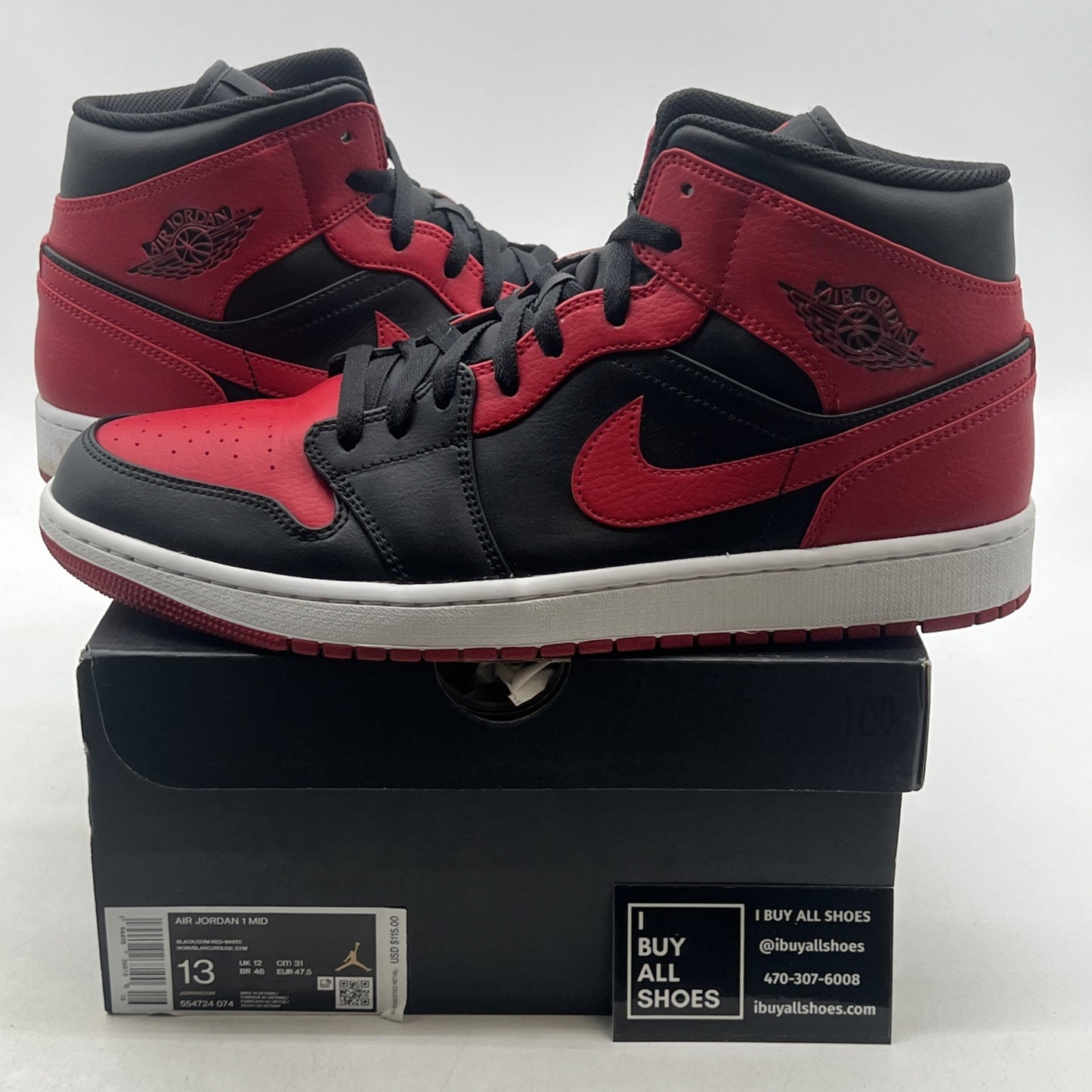 Size 13 - Air Jordan 1 Mid Banned 2020 (554724-074)