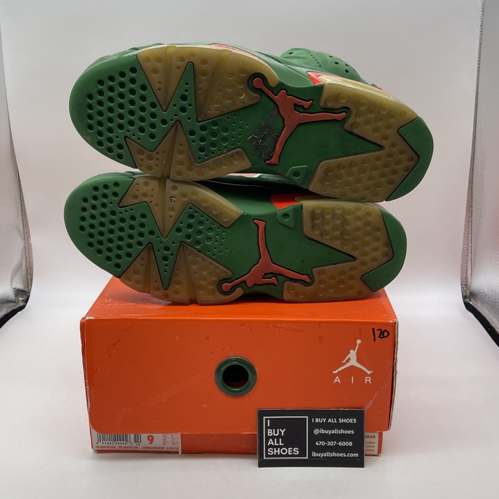 Size 9 - Air Jordan 6 Retro NRG Green Suede Gatorade Orange (AJ5986-335)