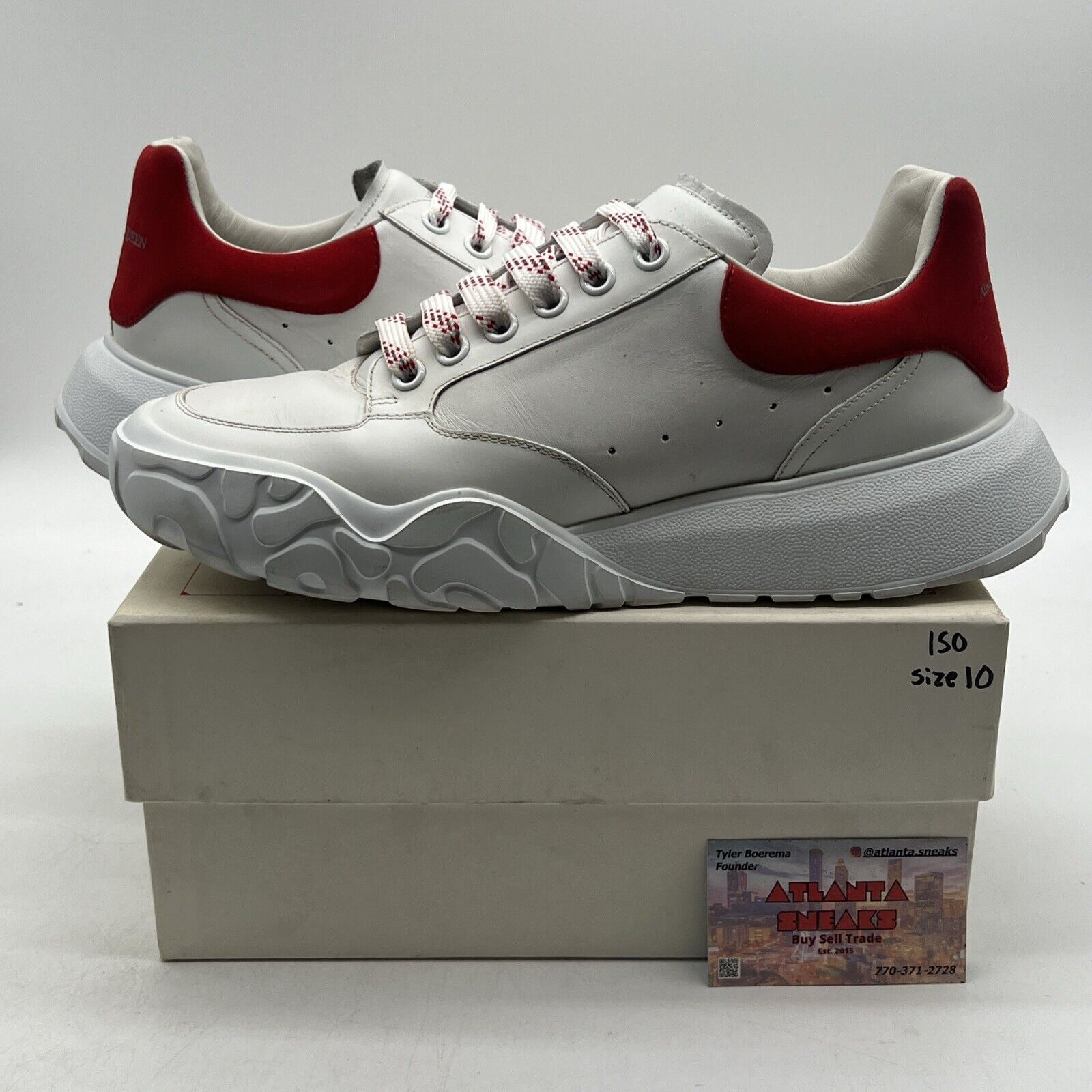 Size 10 - Alexander McQueen Oversized Court Trainer White Lust Red