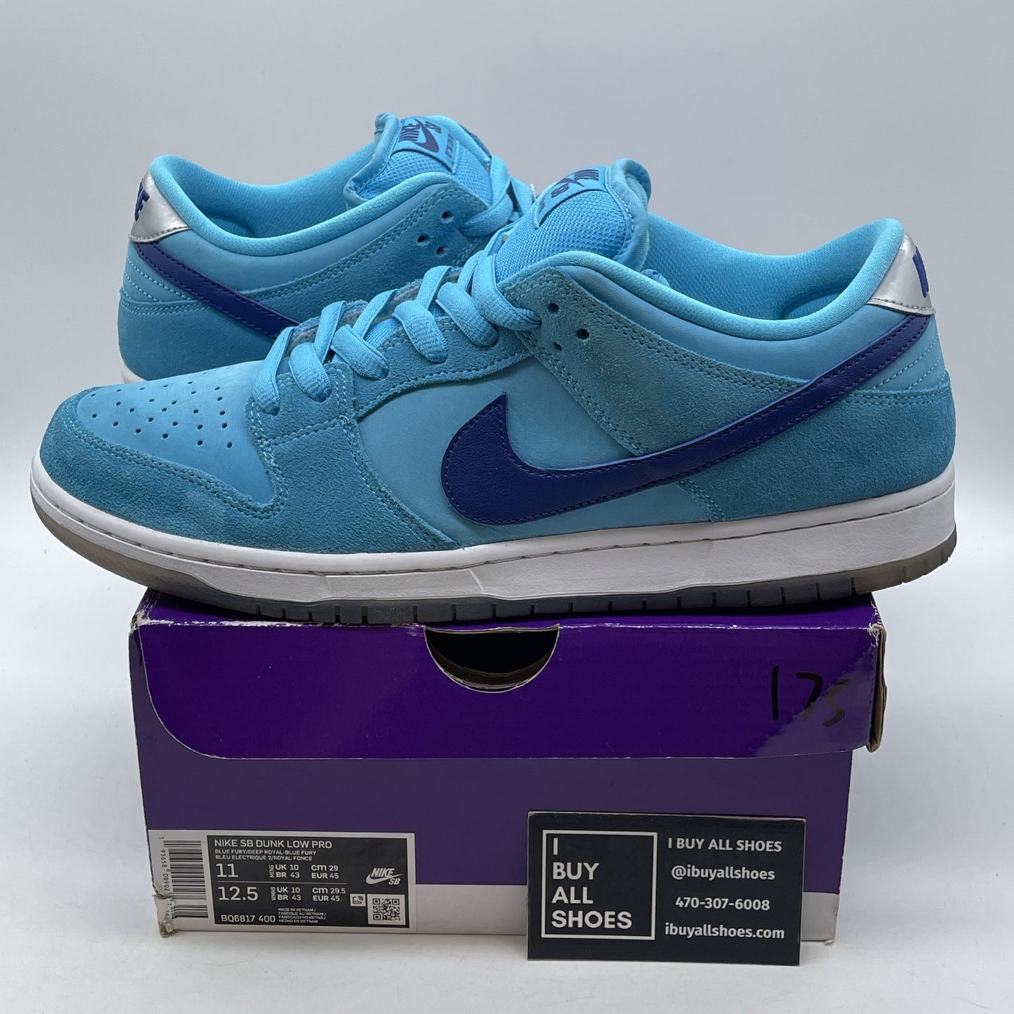 Size 11 - Nike Dunk SB Low Blue Fury Silver Suede (BQ6817-400)