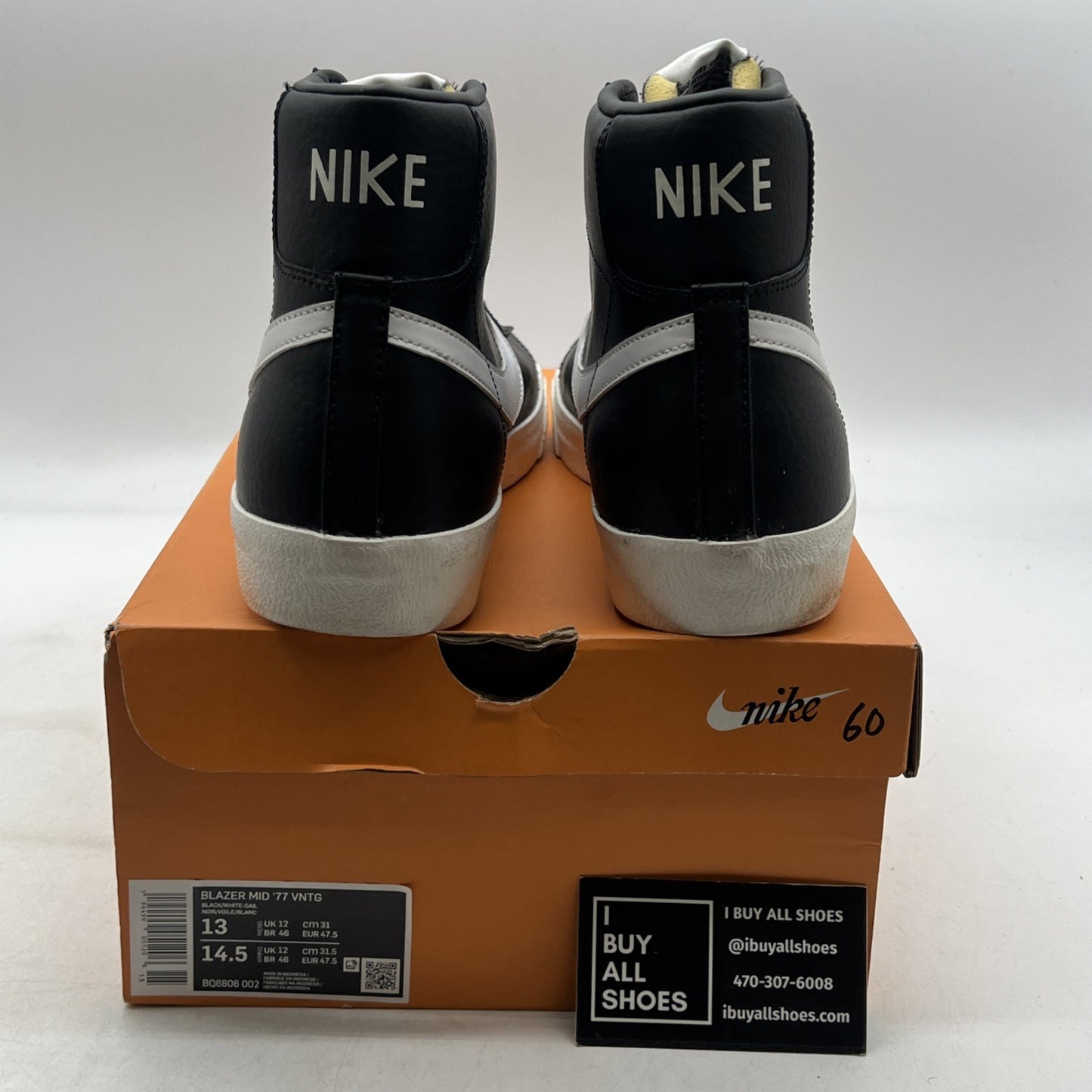 Size 13 - Nike Blazer '77 Vintage Mid Black Sail (BQ8606-002)
