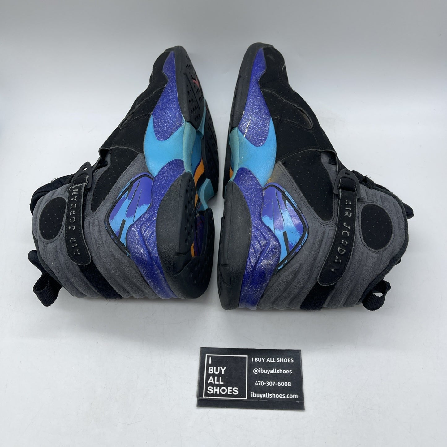 Size 10.5 - Air Jordan 8 Retro Aqua 2015 Grey Black Suede (305381-025)