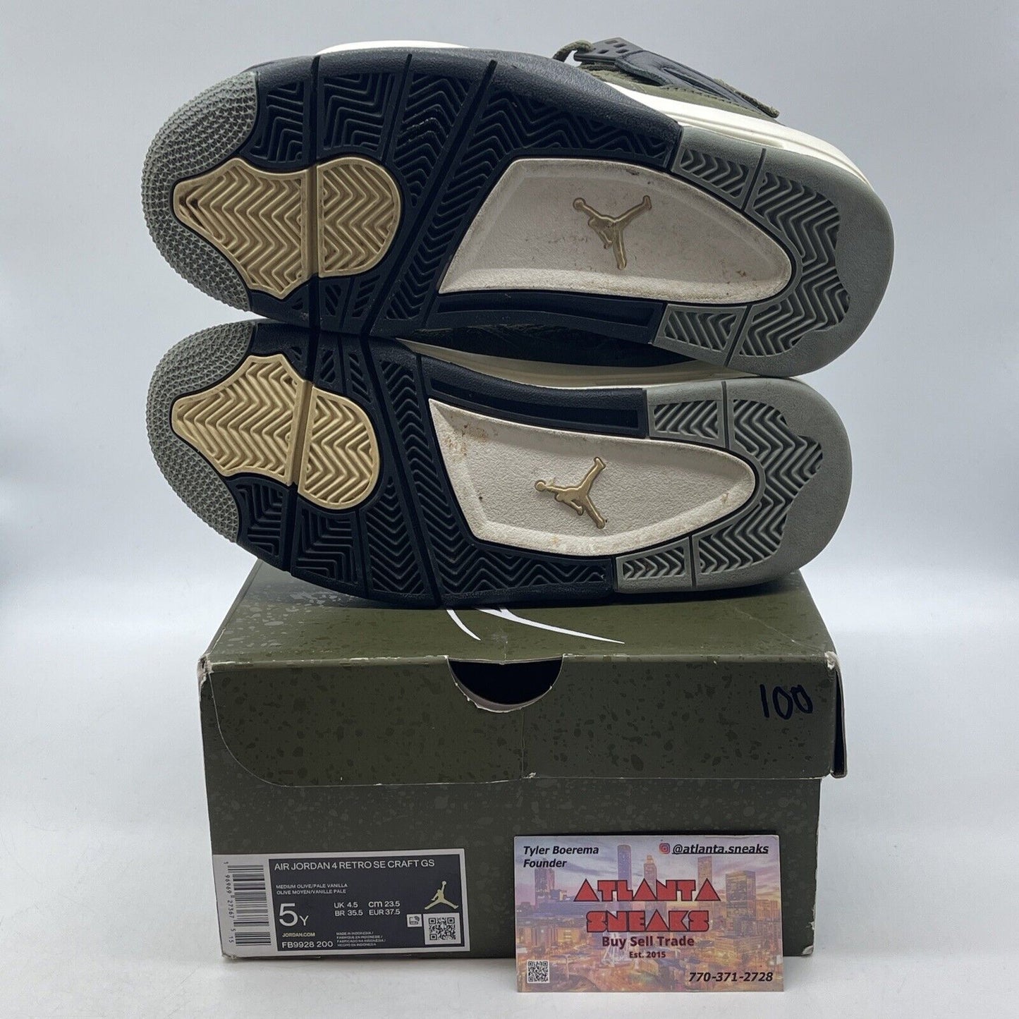 Size 5Y - Jordan 4 SE Retro Low Craft - Olive Black White (FB9928-200)