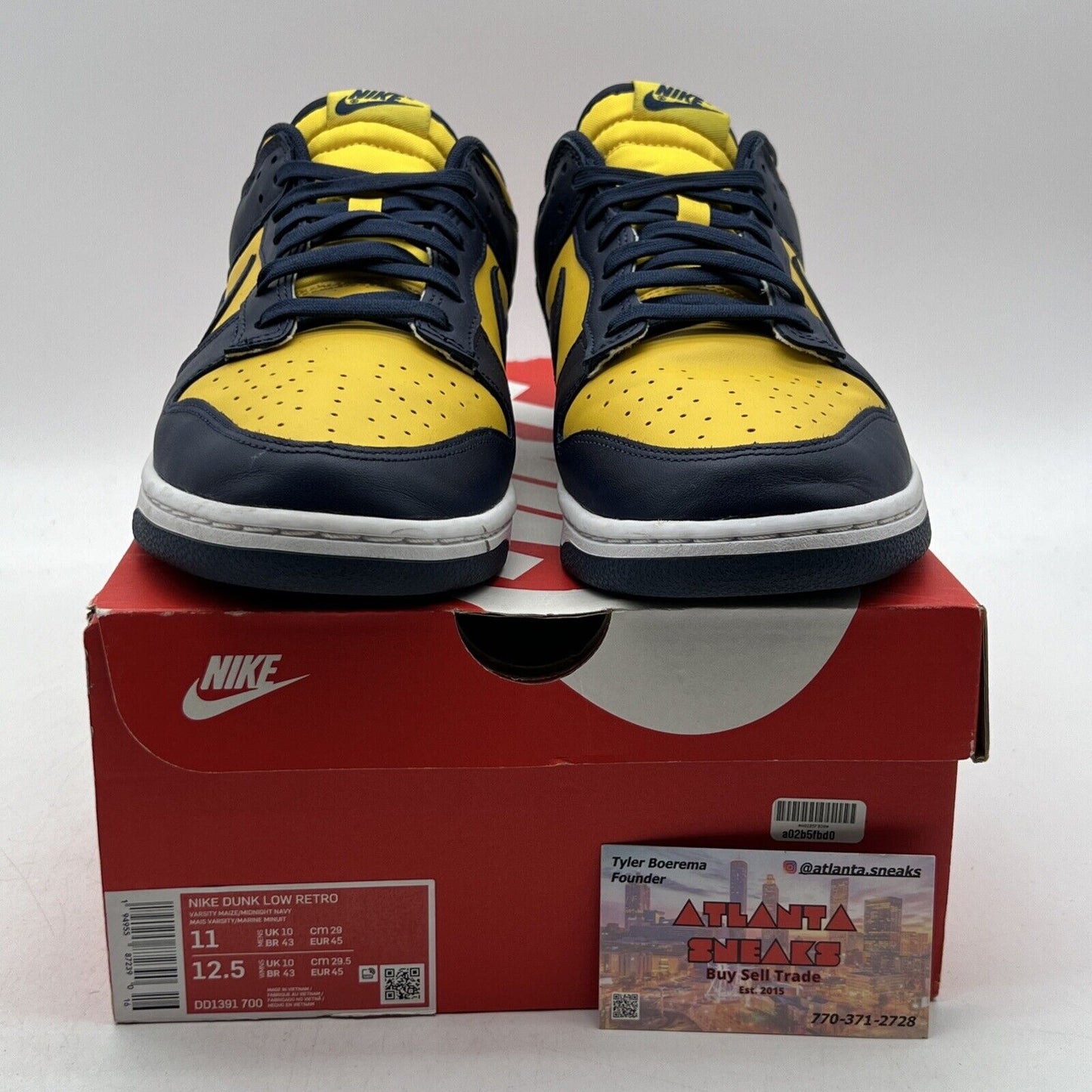 Size 11 - Nike Dunk Low Michigan 2021 Navy Yellow White Leather (DD1391-700)