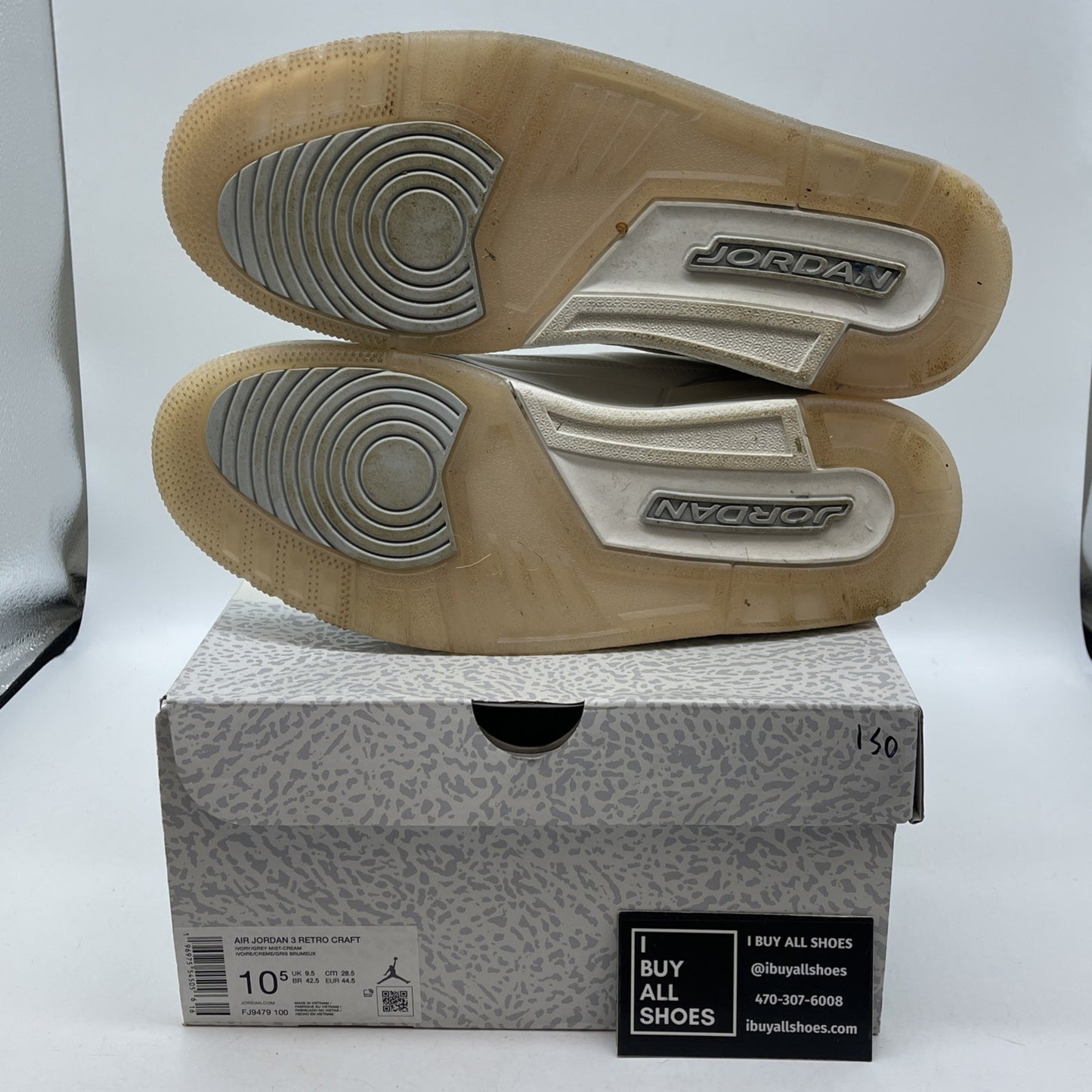 Size 10.5 - Air Jordan 3 Retro Craft Ivory/Grey White Leather (FJ9579-100)