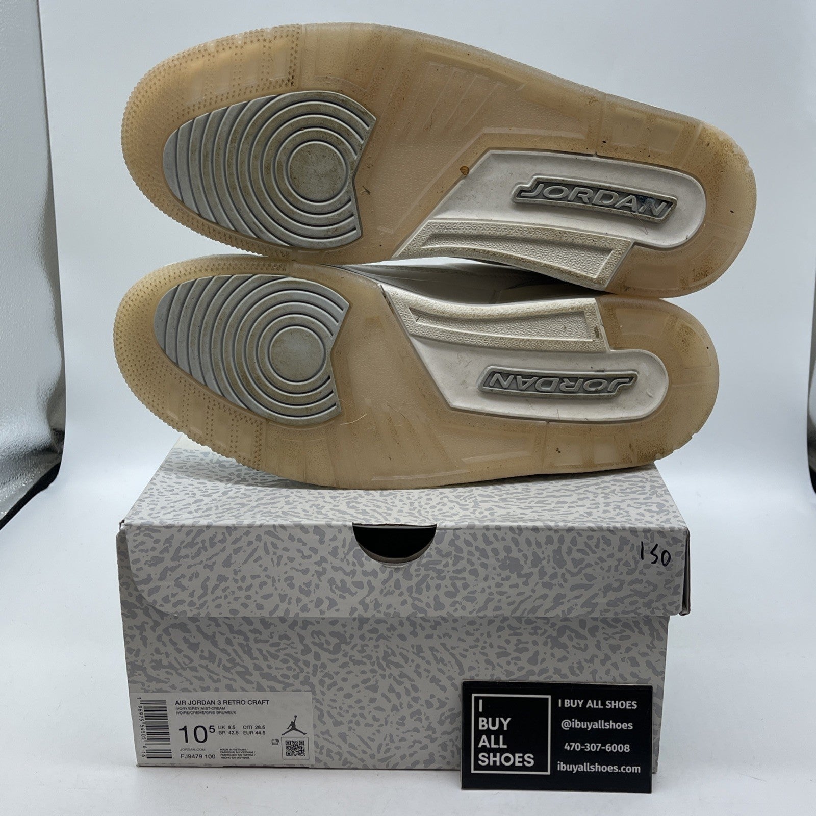 Size 10.5 - Air Jordan 3 Retro Craft Ivory/Grey White Leather (FJ9579-100)