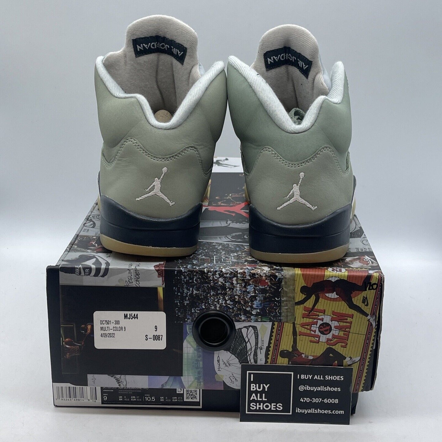 Size 9 - Jordan 5 JADE HORIZON Green White Black Suede (DC7501-300)
