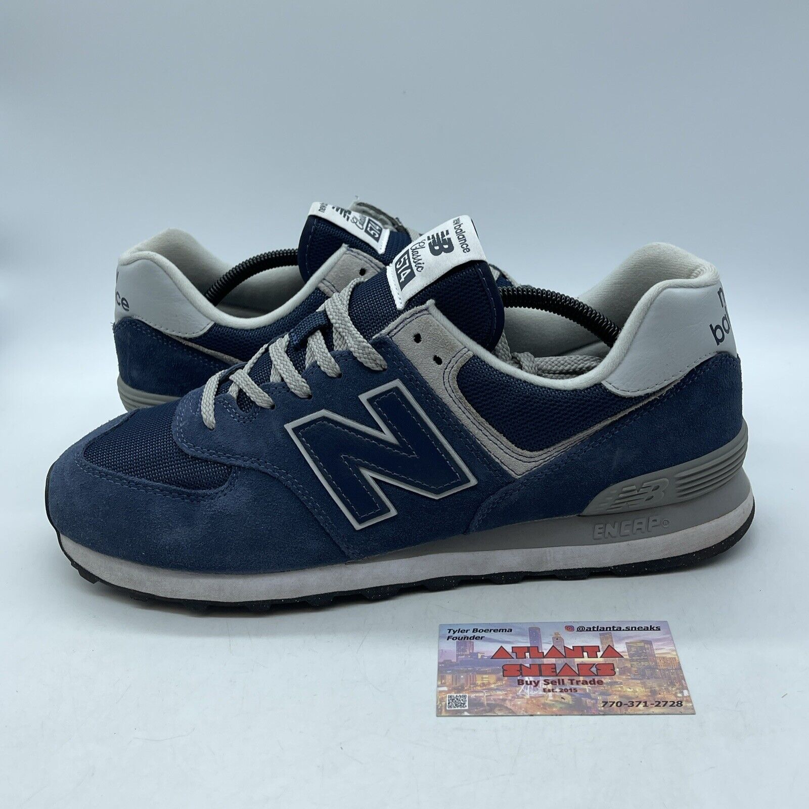 Size 12 - New Balance 574 Core Pack - Navy Blue Grey. Suede Leather (ML574EVN)