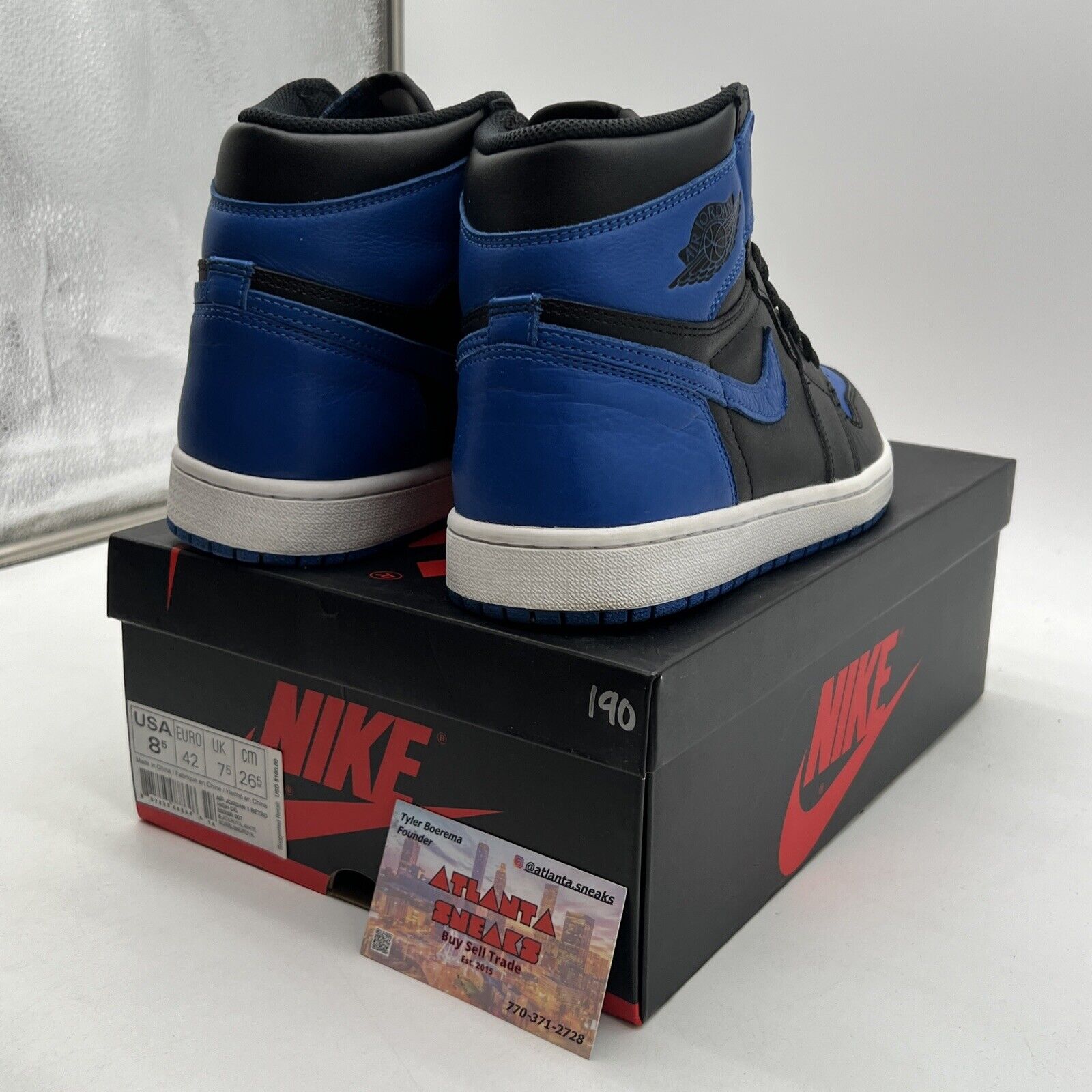 Size 8.5 - Jordan 1 Retro OG High Royal Black White Leather (555088-007)